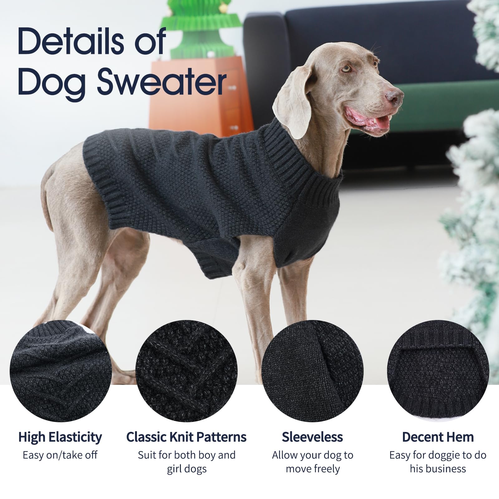 IECOii Dog Sweater,Dog Sweaters for Medium Dogs Girl and Boy,Thermal Knitted Dog Christmas Sweater for Cold Weather,Small Medium