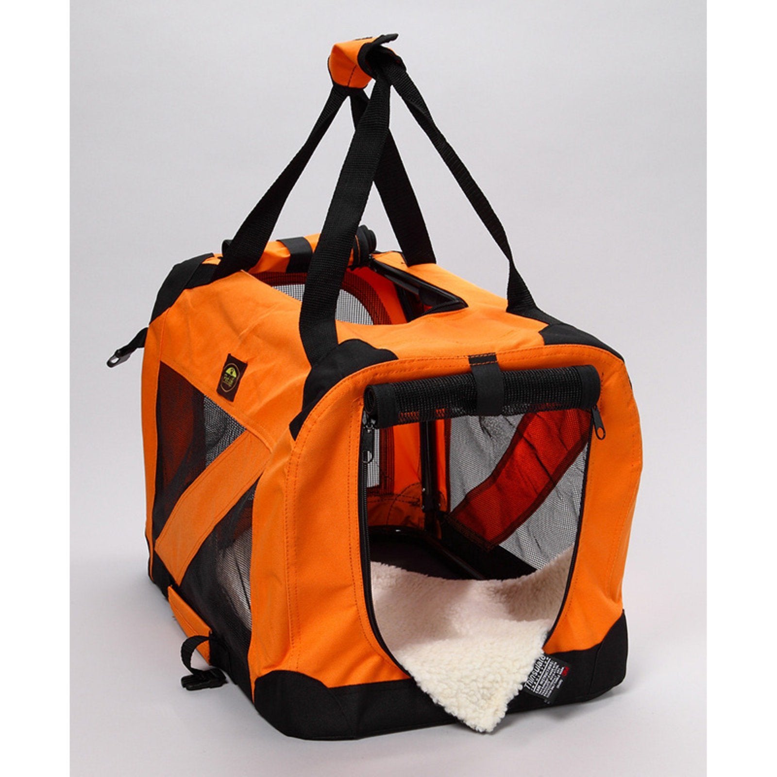 PET LIFE '360° Vista View' Zippered Soft Folding Collapsible Durable Metal Framed Pet Dog Crate House Carrier, Large, Orange