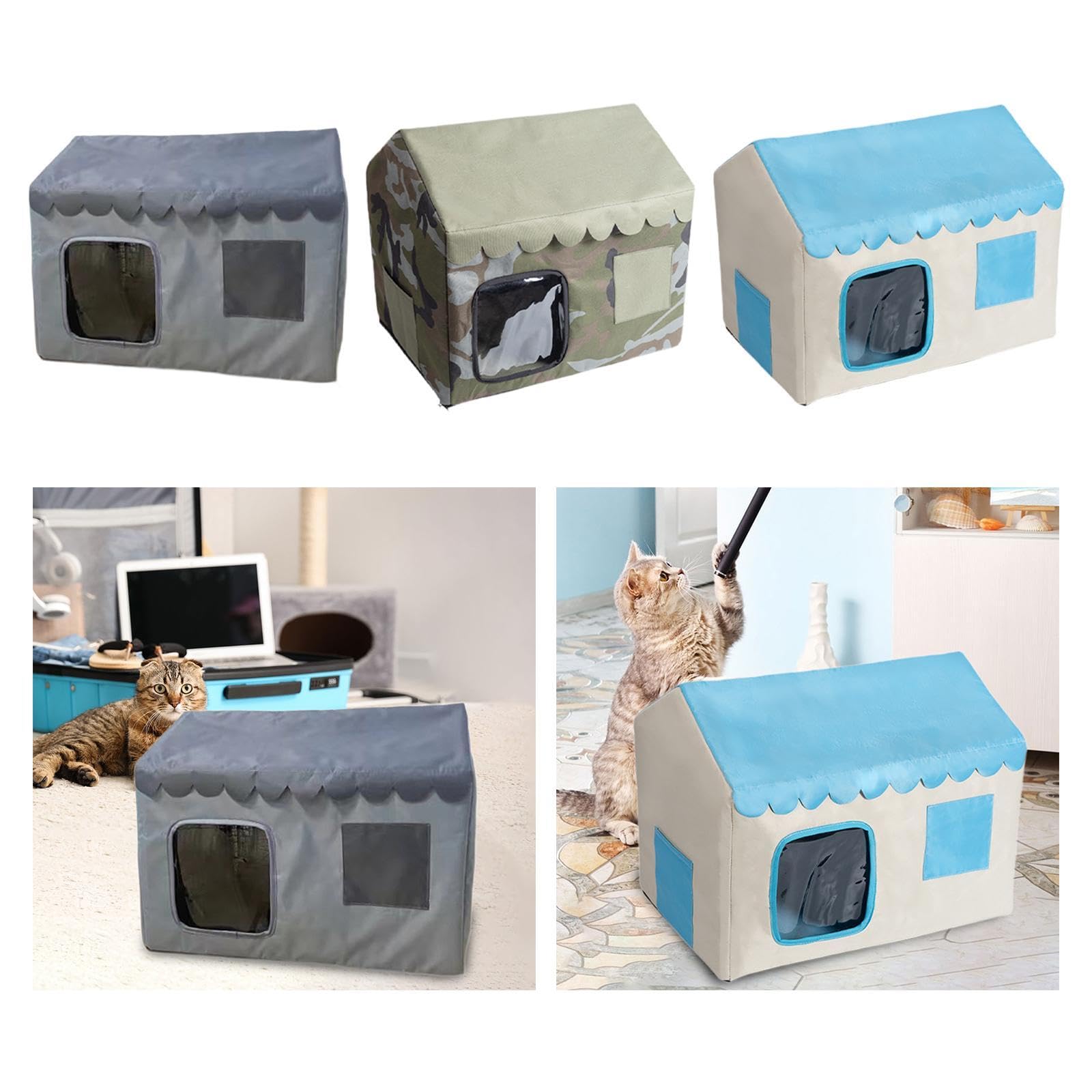 APIRILY Cat House Portable Dog Pad Dog Bed Removable Cat Toys Dog Kennel Cat Shelter Gray | Pet Supplies | Dog Supplies | Beds