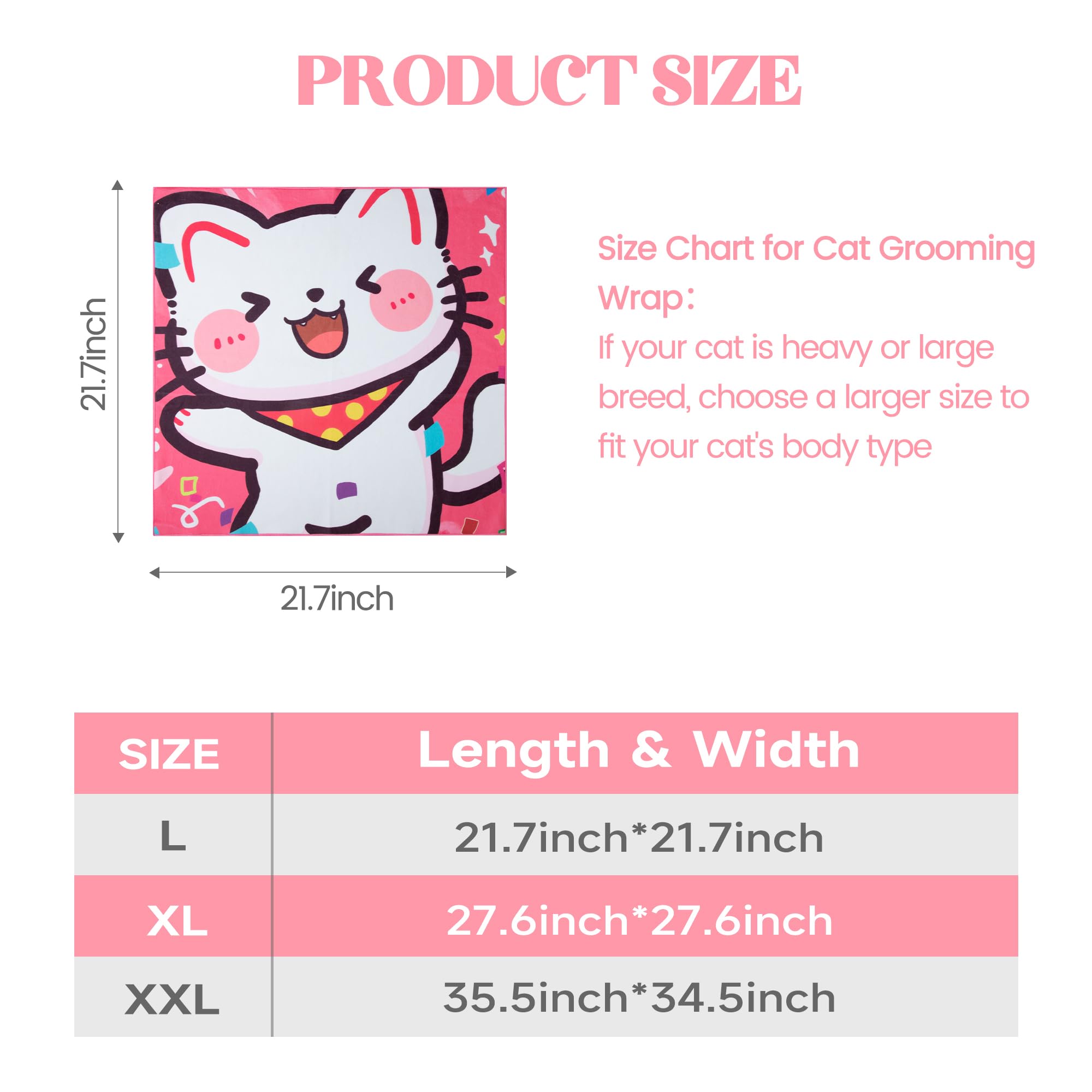 Poochies Sprouts 21.7' Cat Wrap For Cutting Nails, Cat Restraint For Nail Clipping, Cat Swaddle Wrap For Kittens, Cat Burrito W