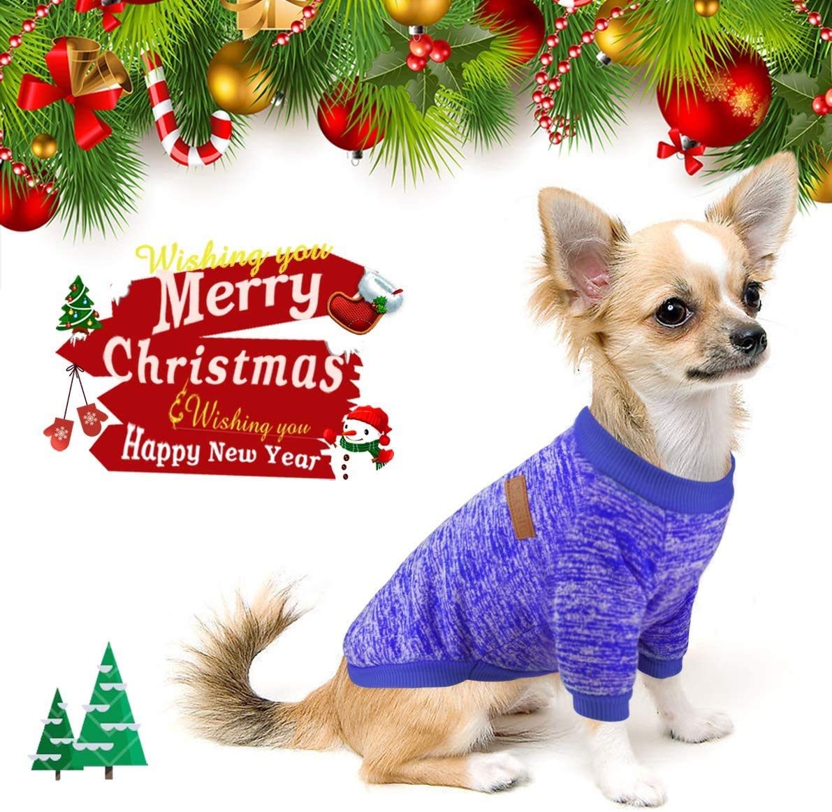 Idepet Pet Dog Classic Knitwear Sweater,Fleece Dog Coat For Small,Medium,Large Dog,Warm Pet Dog Cat Clothes,Soft Puppy Customes