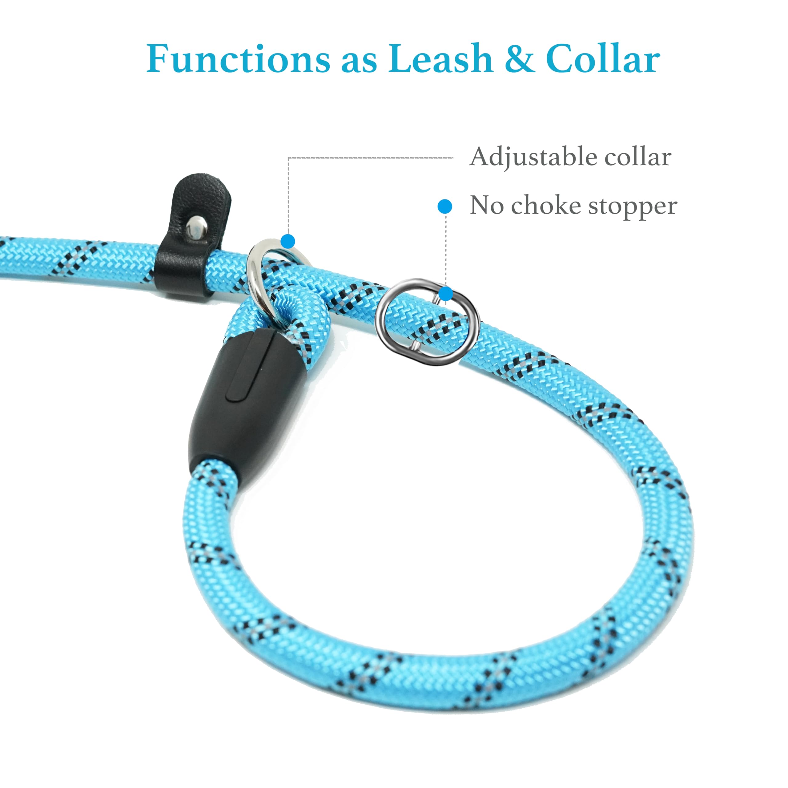 Iyoshop Durable Slip Lead Dog Leash With Padded Handle And Highly Reflective Threads, No Pull Dog Training Leash, (1/2' X 5 Ft,