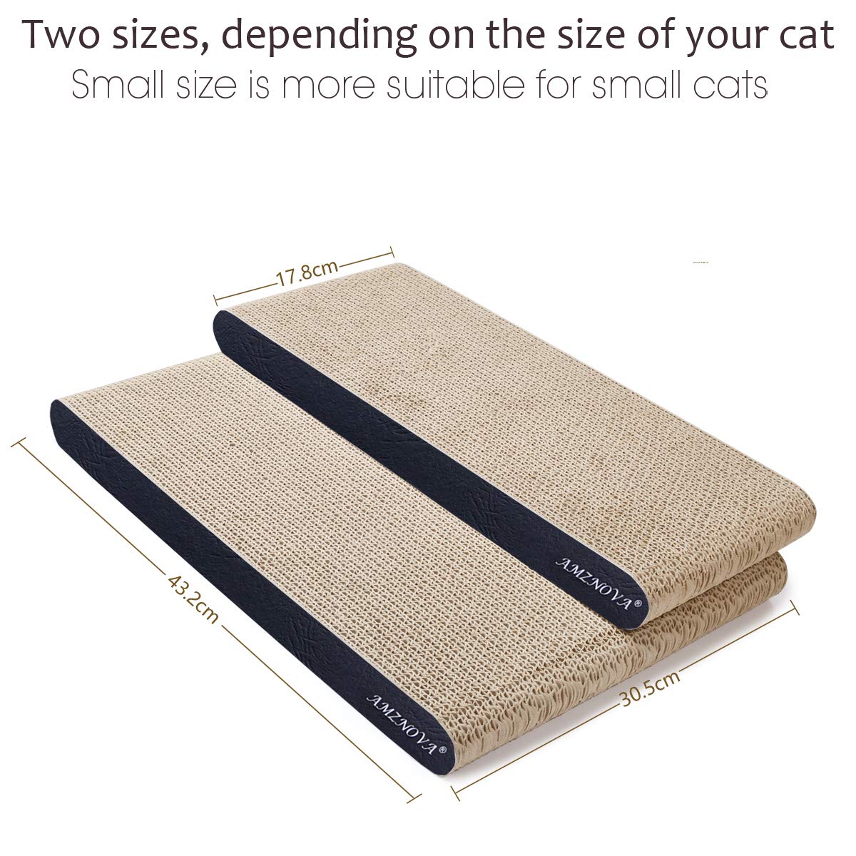 Amznova Cat Scratcher, Durable Cardboard, Cat Scratching Pad With Catnip, Narrow, Textured Black(Upgraded)