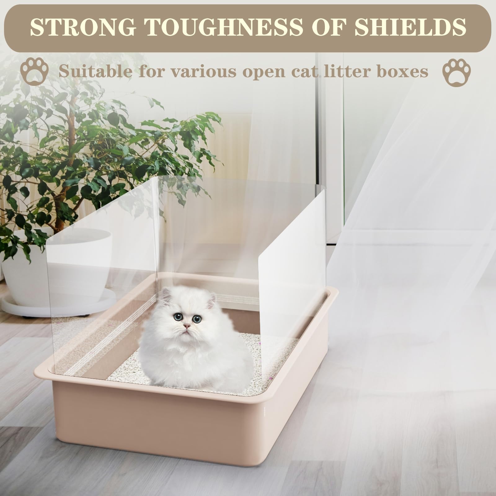 Qnbcaa 4Pcs Cat Litter Box Pee Shields - Open Top Litter Box Splash Guard Privacy Screen Transparent Easy Clean 14.5 * 11.5In