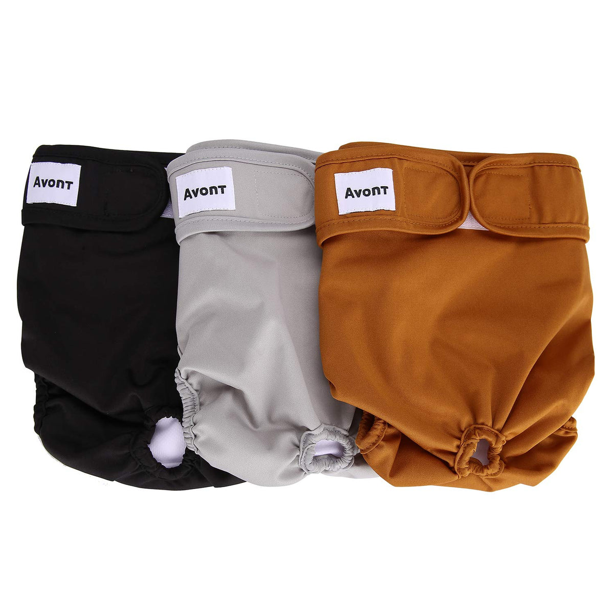 Avont 3 Pack Washable Female Dog Diapers, Premium Reusable Highly Absorbent Doggie Period Panties Durable Dog Diaper Cover -Xs Black/Brown/Grey