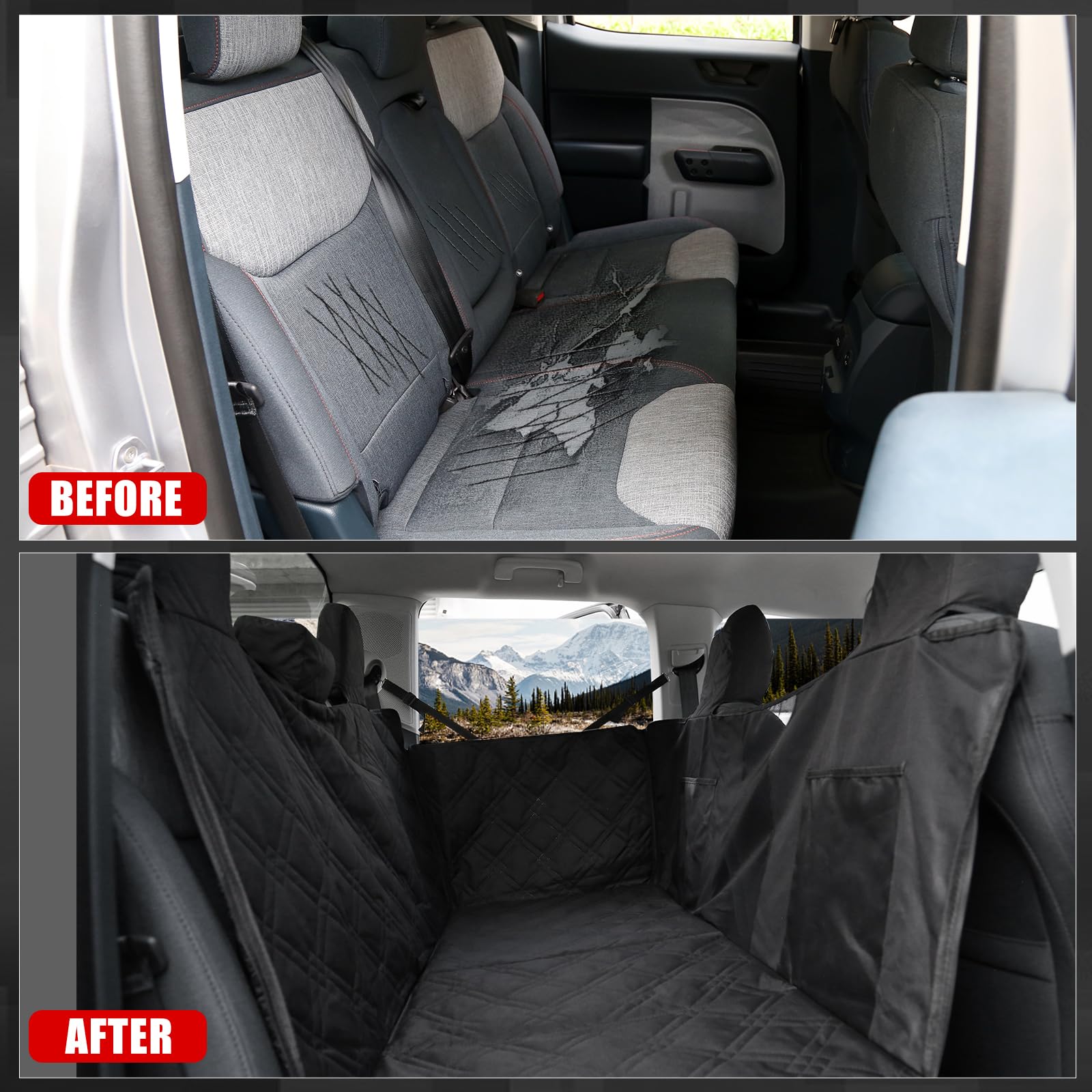 Mabett Dog Seat Covers For Ford Maverick 2025 2024 2023 2022 Accessories, Back Seat Hammock Extender For Pets Include Door Sides