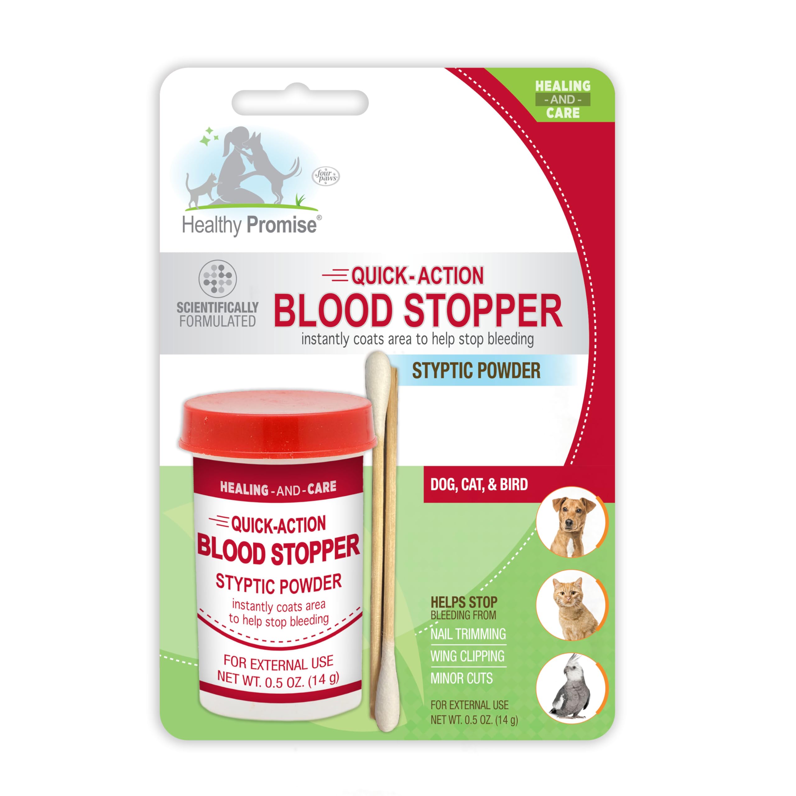Four Paws Healthy Promise Quick Action Blood Stopper Styptic Powder For Dogs & Cats, 0.5 Ounces (Pack Of 1)