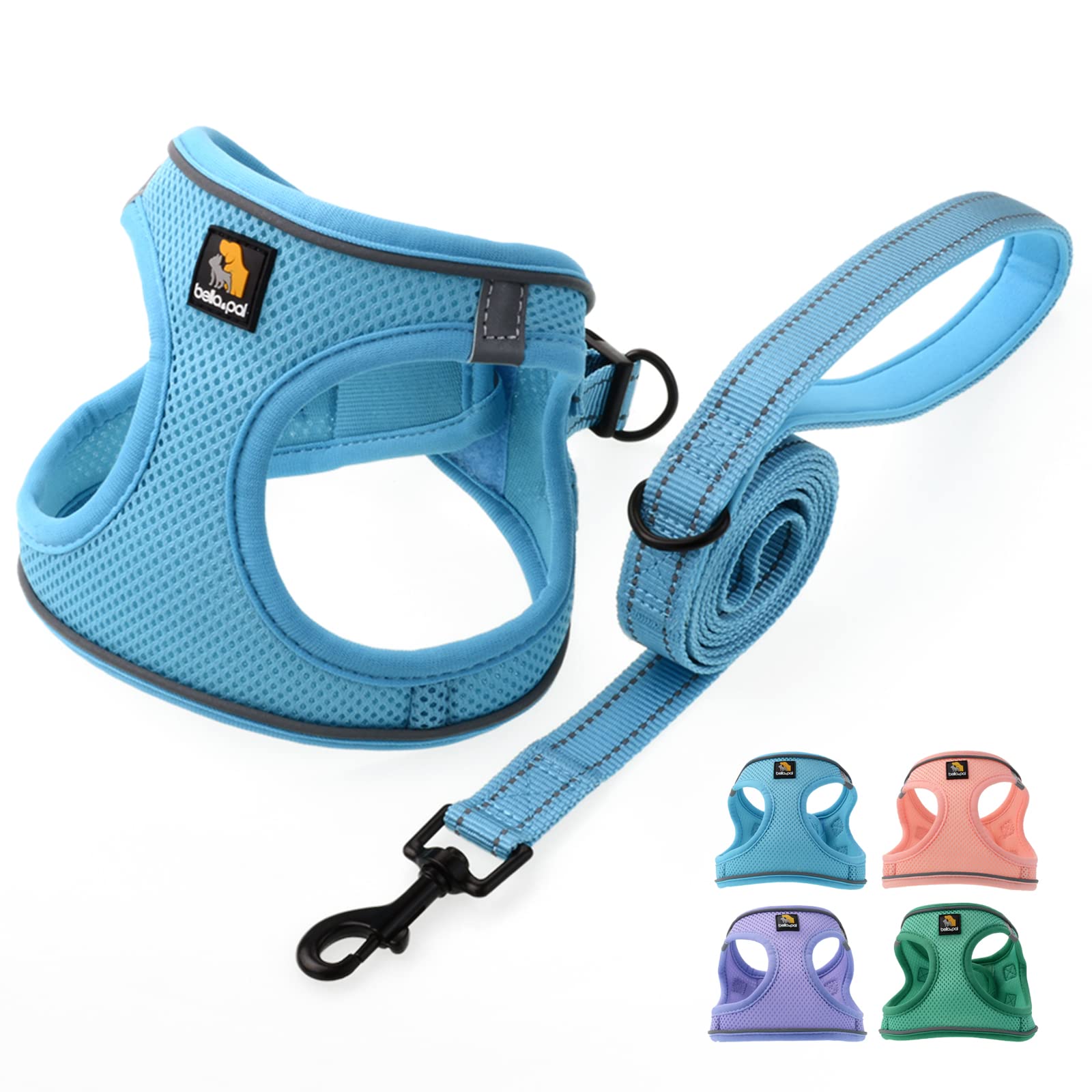 Bella & Pal Puppy Harness With Leash Set, Dog Harness For Small Dogs No Pull, Dog Leash For Small Dogs, Step In Harness For Extra Small Dogs, Blue Harness, Xs