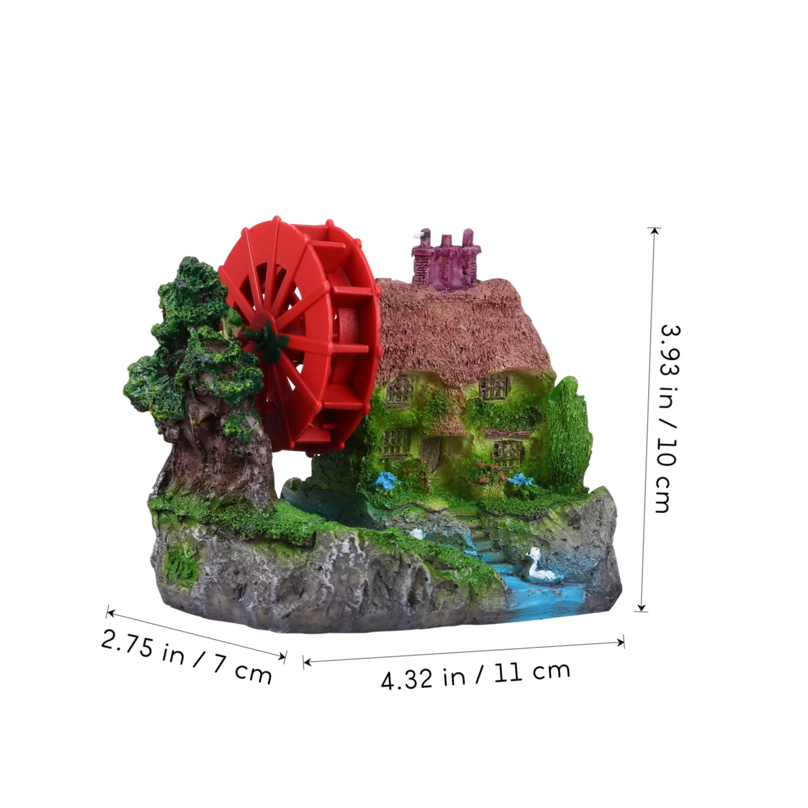 FRCOLOR Decor House Simulation Miniature Aquarium Water Wheel Landscape Prop Fish Tank Ornament Resin Micro Scene Wind Mill Pneu