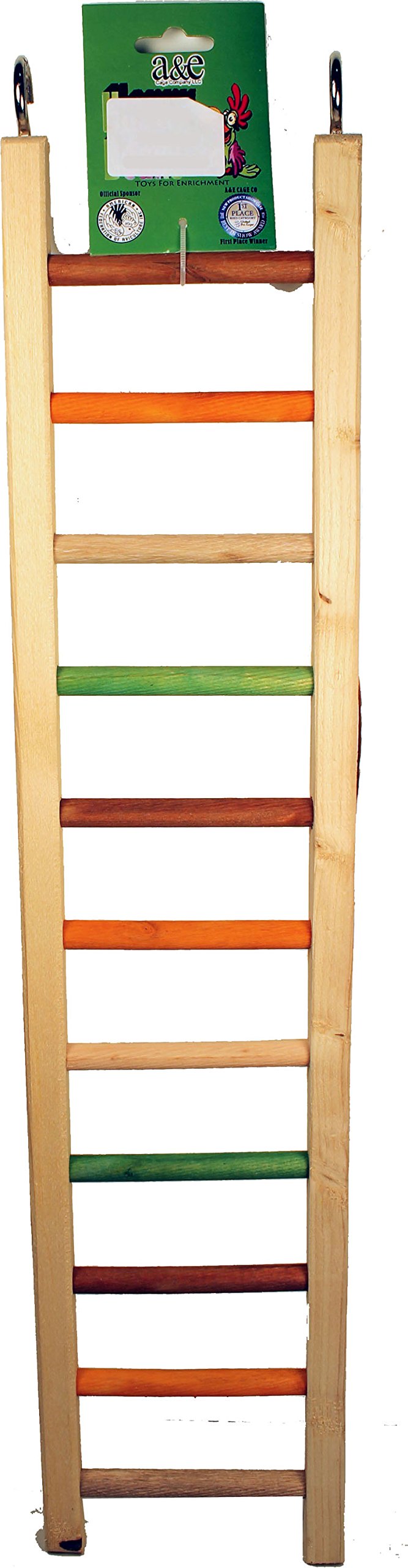 A&E Cage Company 001452 Happy Beaks Wooden Hanging Ladder Multicolored, 25 In