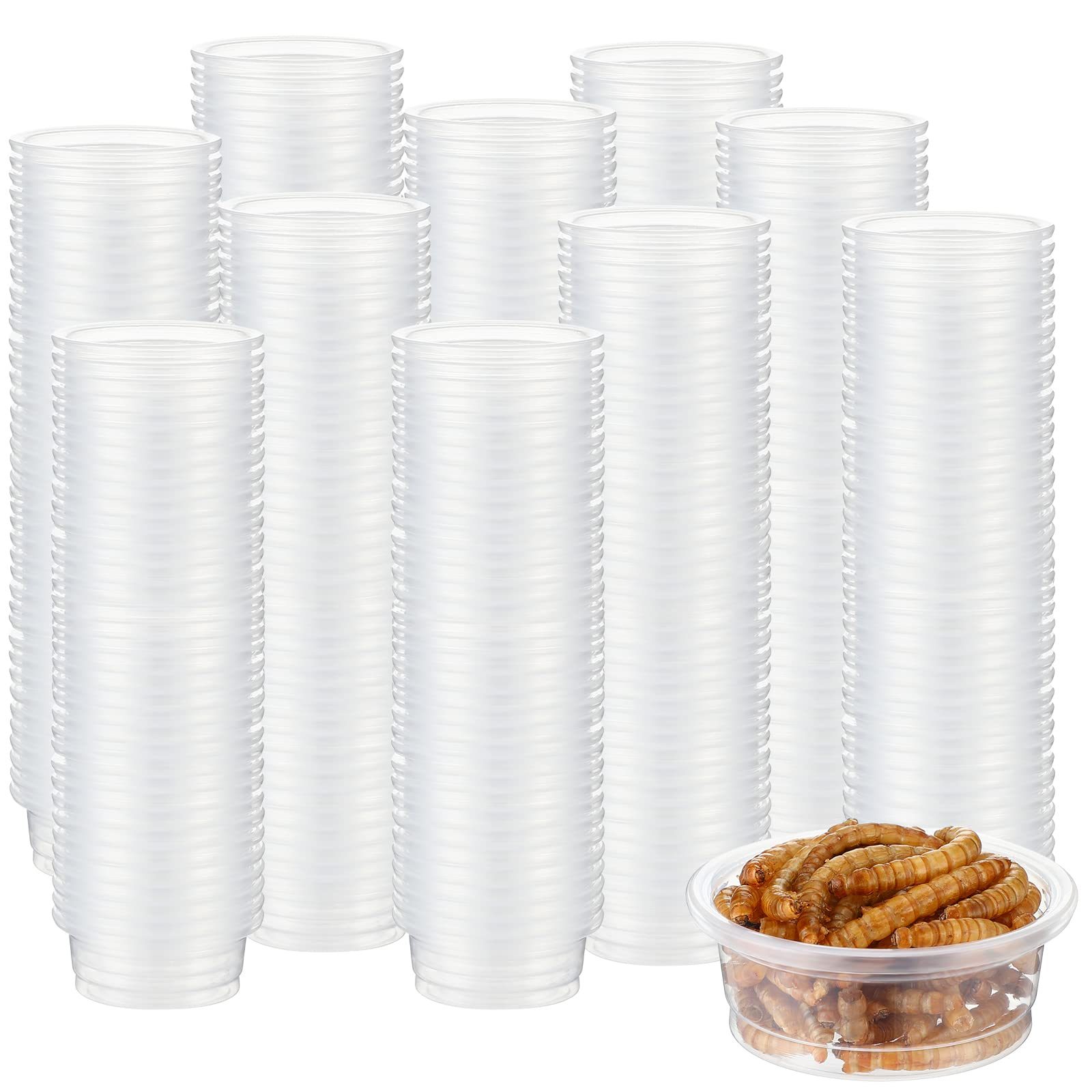 EBOOT 500 Pcs Gecko Food and Water Cups Small Plastic Feeder Cups Reptiles Accessories Reptile Water Bowl Gecko Food Cups Reptil