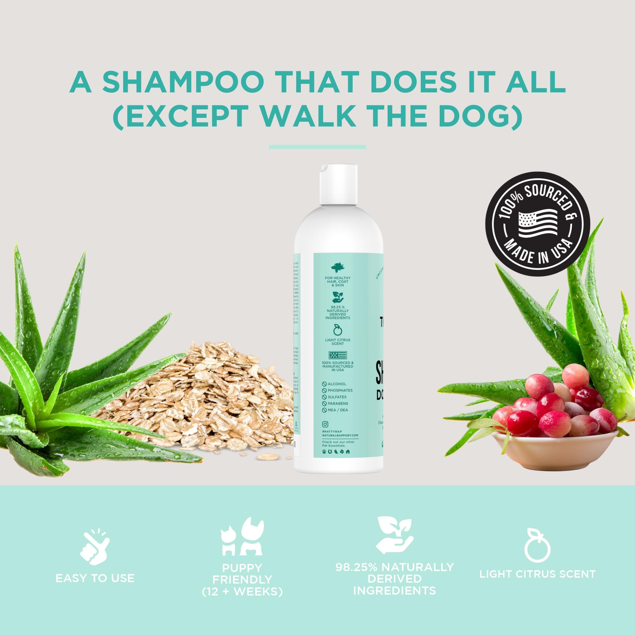 Natural Rapport Pet And Dog Shampoo - The Only Dog Shampoo Dogs Need - Complete Wash For Pets, All Breeds (16 Fl Oz.)