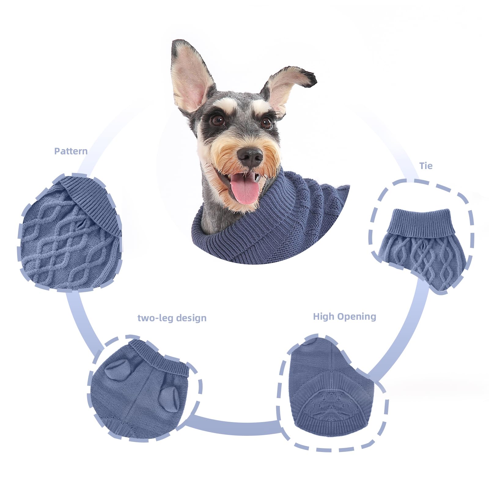 Small Dog Warm Winter Sweater Mengmengda Pet Dog Clothes Dog Knitwear For Small To Medium Breeds Dog Outfits (Dark Blue S)