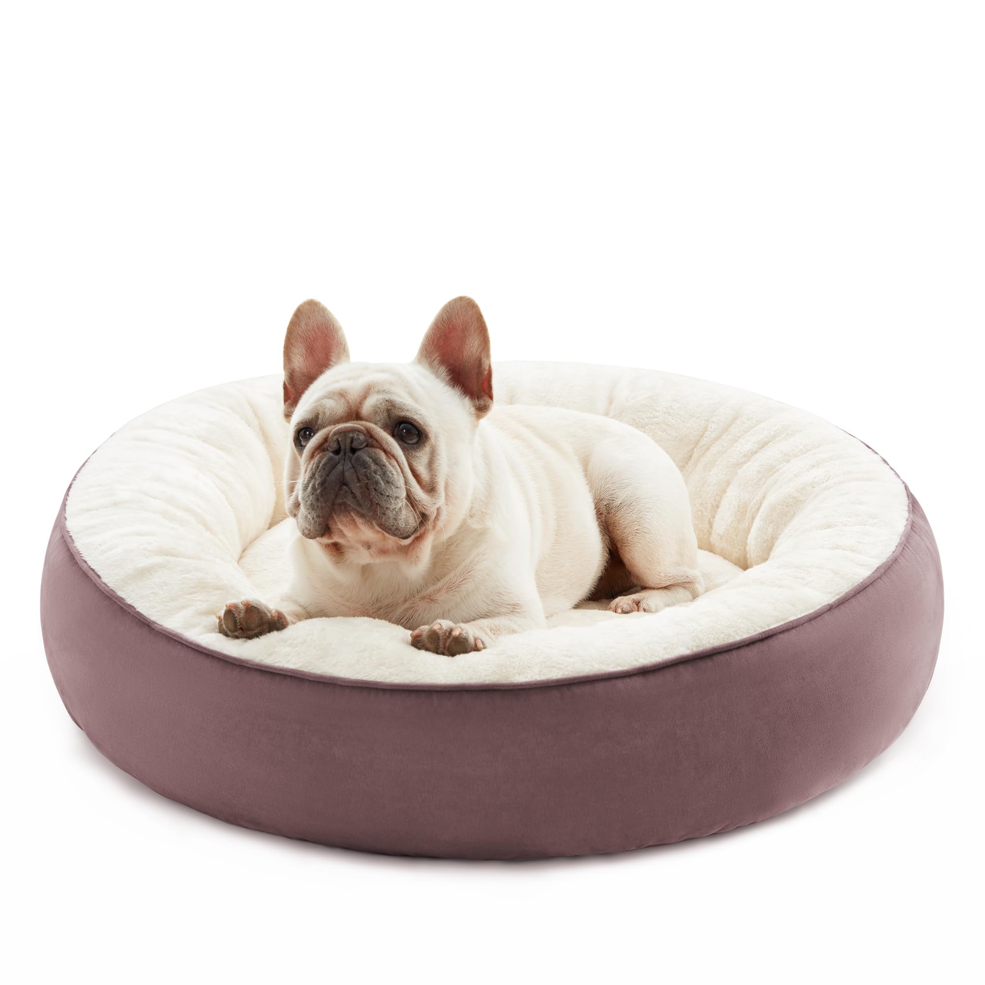 Love'S Cabin Donut Pet Bed, 25In, Burlwood, For Small Dogs & Cats, Soft Durable Fabric, Anti-Slip, Water-Resistant, Washable