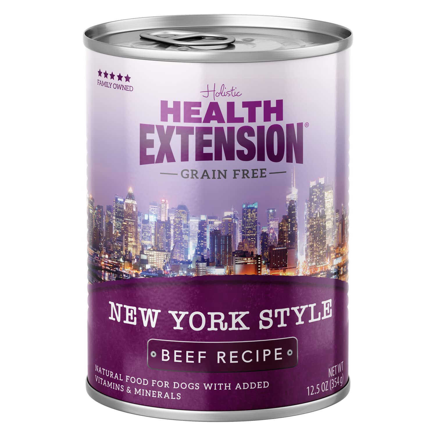 Health Extension Dog Food, New York Style Beef Recipe - 12.5 oz, Grain Free, Added Vitamins and Minerals, for All Life Stages, V