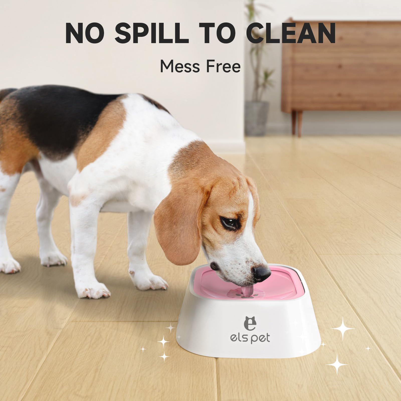 Els Pet Dog Bowl No Spill, Pet Water Bowl No Drip Slow Water Feeder Cat Bowl, Pet Water Dispenser 70Oz/2L Large Capacity Travel