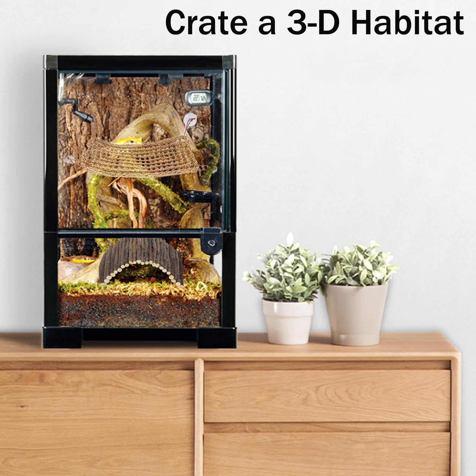 RUNANIA Bearded Dragon Tank Accessories, 10 PCS Reptile Hammock Plants Bridge Jungle Climber Vines for Snakes Bearded Dragon Cha