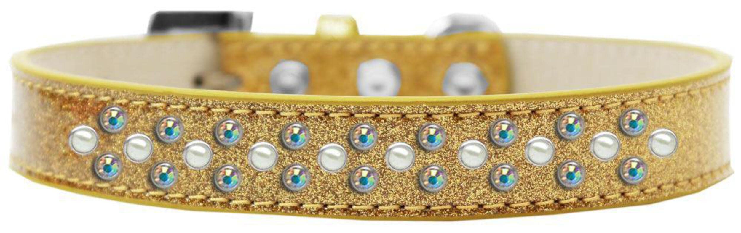 Mirage Pet Products Sprinkles Ice Cream Dog Collar with Pearl and AB Crystals, Size 14, Red