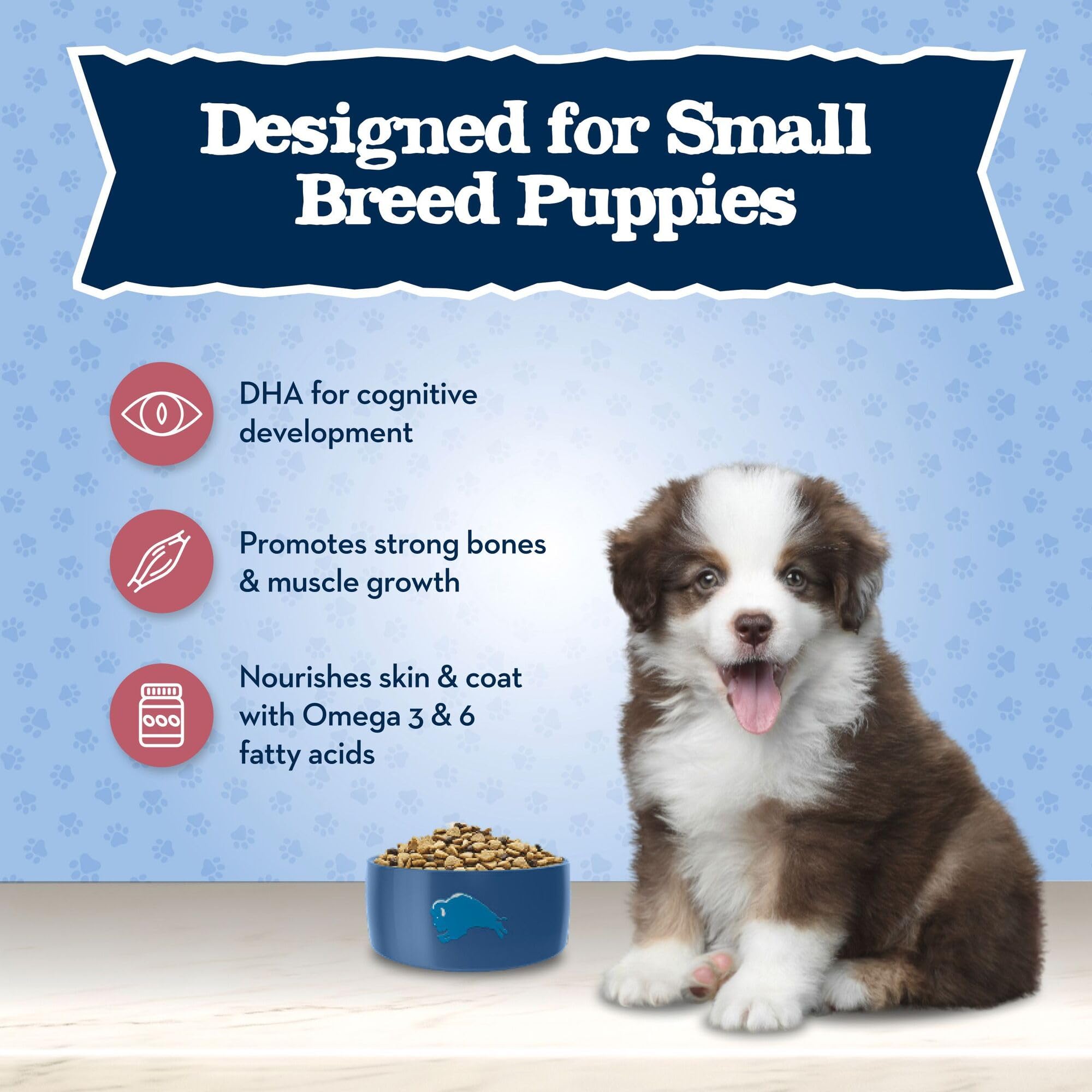 Blue Buffalo Baby BLUE Natural Small Breed Puppy Dry Dog Food, Healthy Growth Formula with DHA, Chicken and Oatmeal Recipe, 4-lb