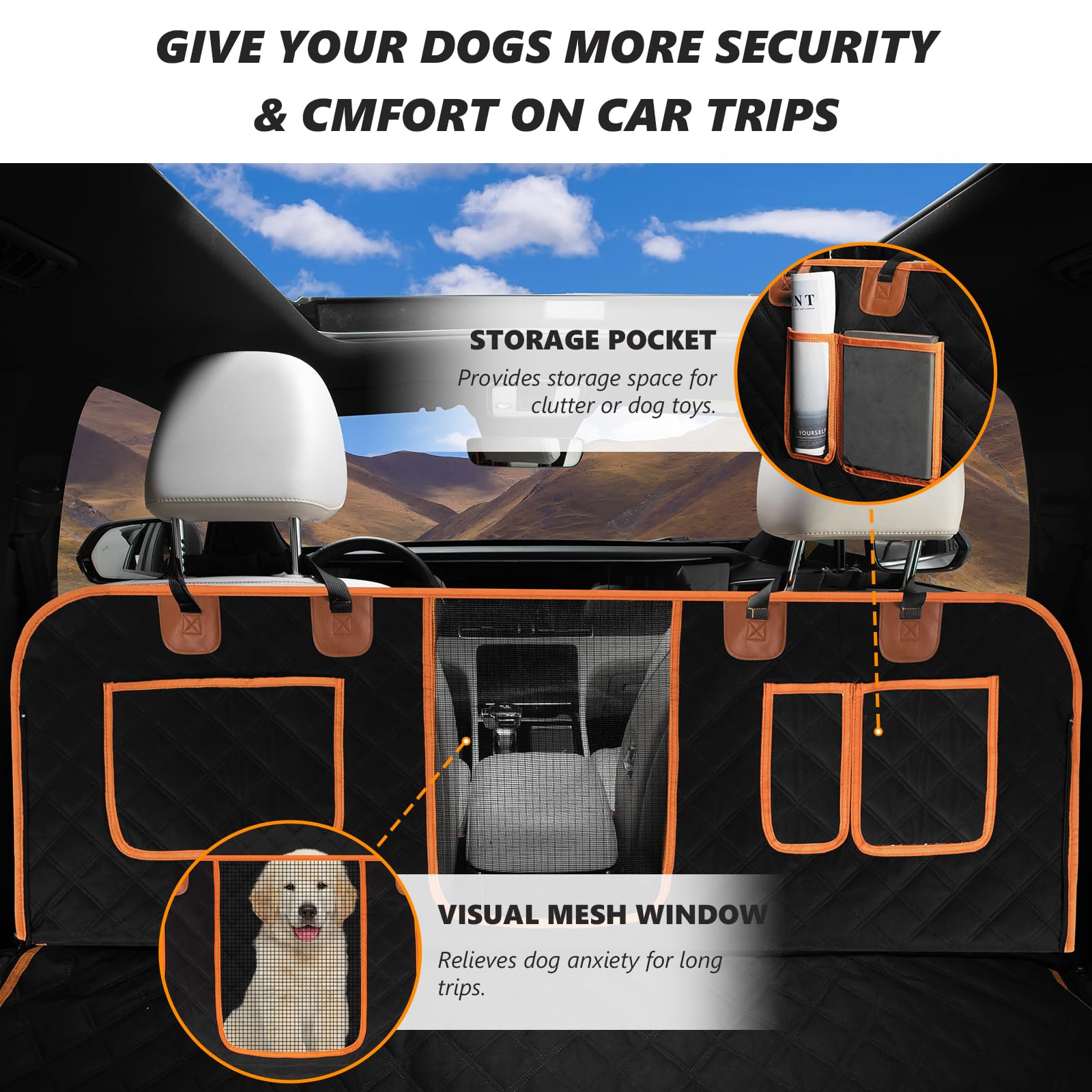 Svopes Back Seat Extender With Hard Bottom - Waterproof Dog Car Seat Cover - Anti-Scratch Dog Hammock For Cars, Suvs, Trucks - M