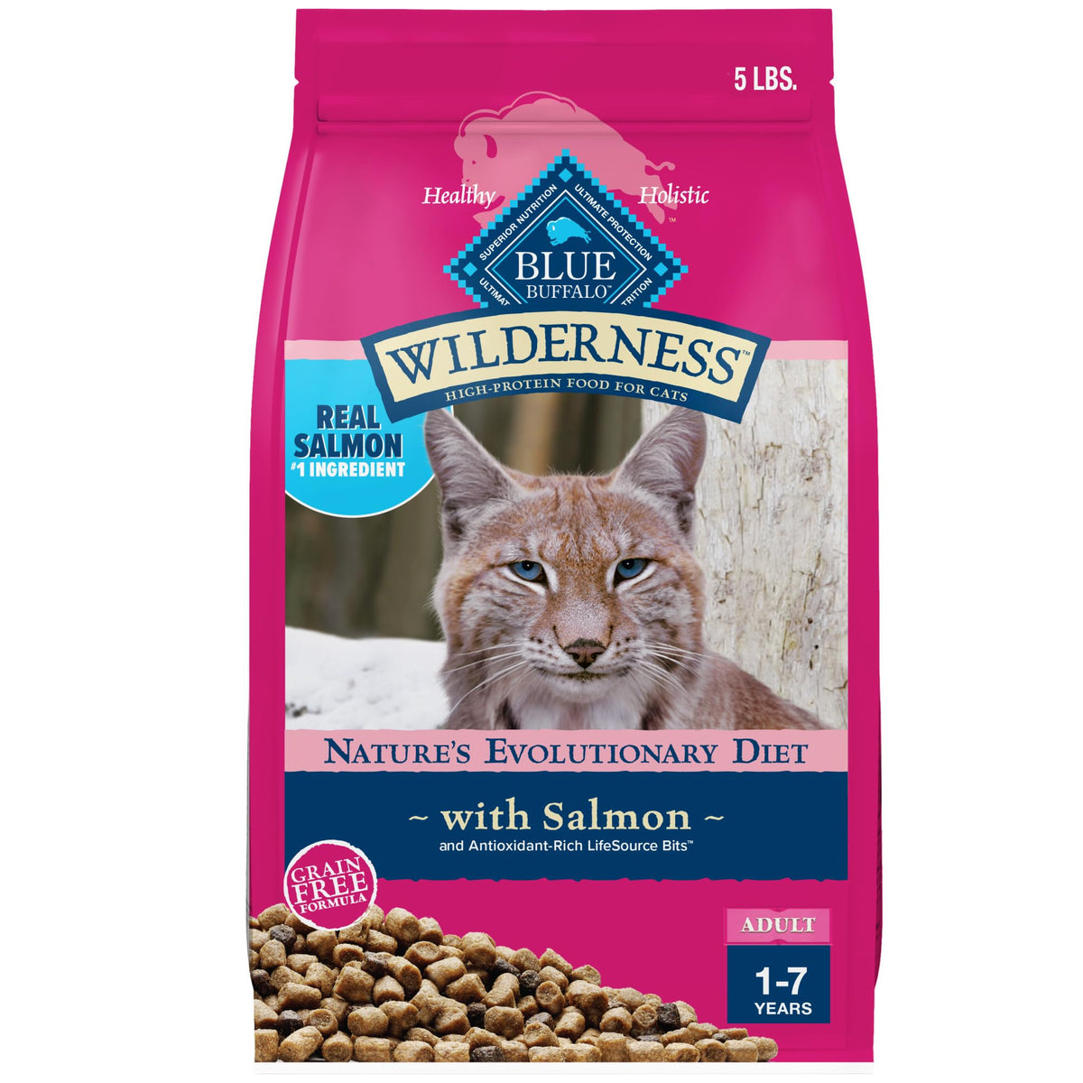 Blue Buffalo Wilderness Natural Adult Dry Cat Food, High-Protein And Grain-Free Diet, Supports Healthy Muscle Development And A 