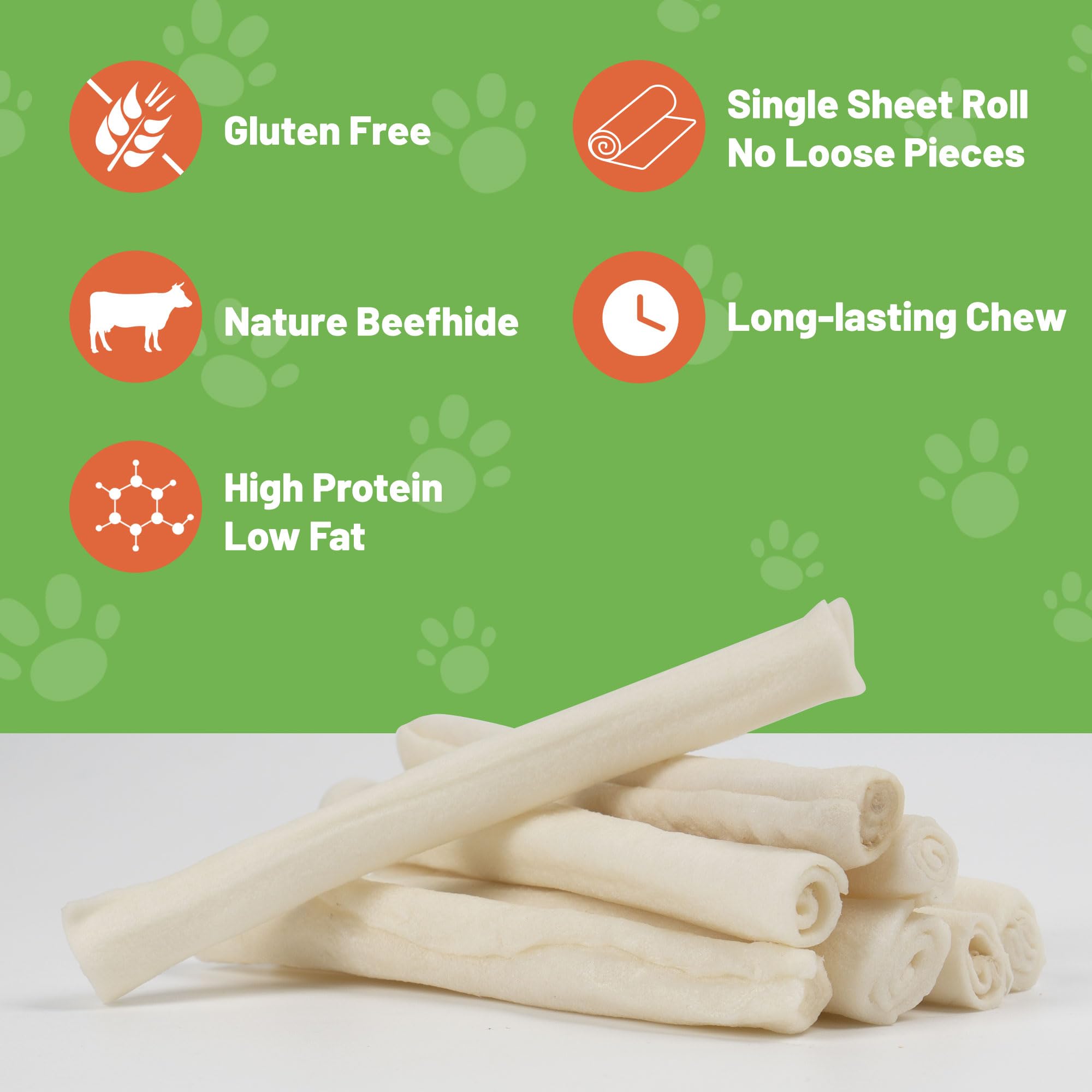 MON2SUN Dog Rawhide Rolls Twist Sticks 6-6.5 Inch Natural Dog Treat Dog Rawhide Chews 18 Count for Puppy and Small Dogs