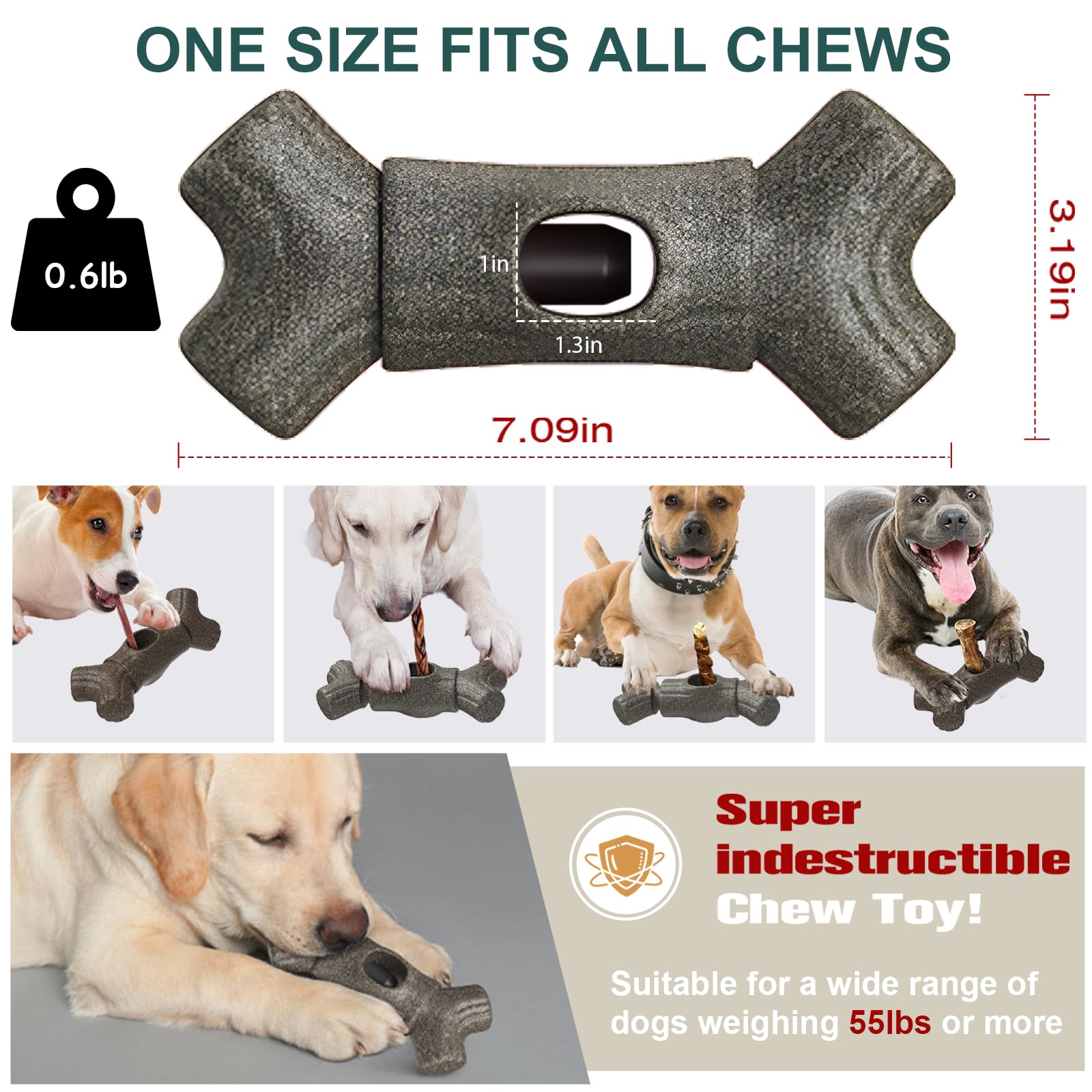 Yobbai Bully Stick Holder For Large Dogs 55+ Lbs - Heavy Duty Chew Toy & Anti-Choking Safety Device | Bpa-Free, Dishwasher Safe
