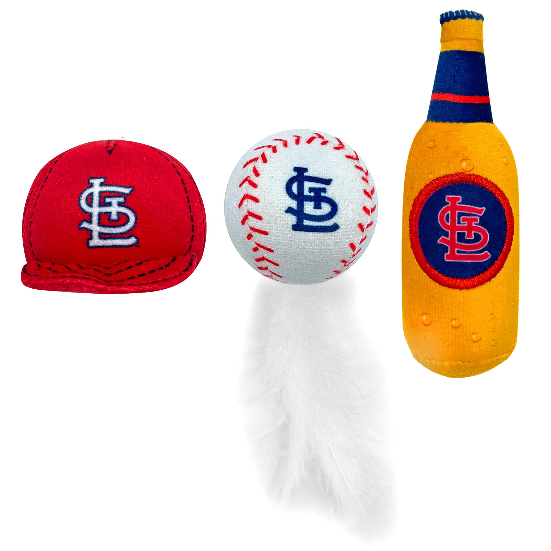 Best Plush Cat Toy Mlb St Louis Cardinals Complete Set Of 3 Piece Cat Toys Filled With Fresh Catnip. Incl: 1 Baseball Cap Cat To
