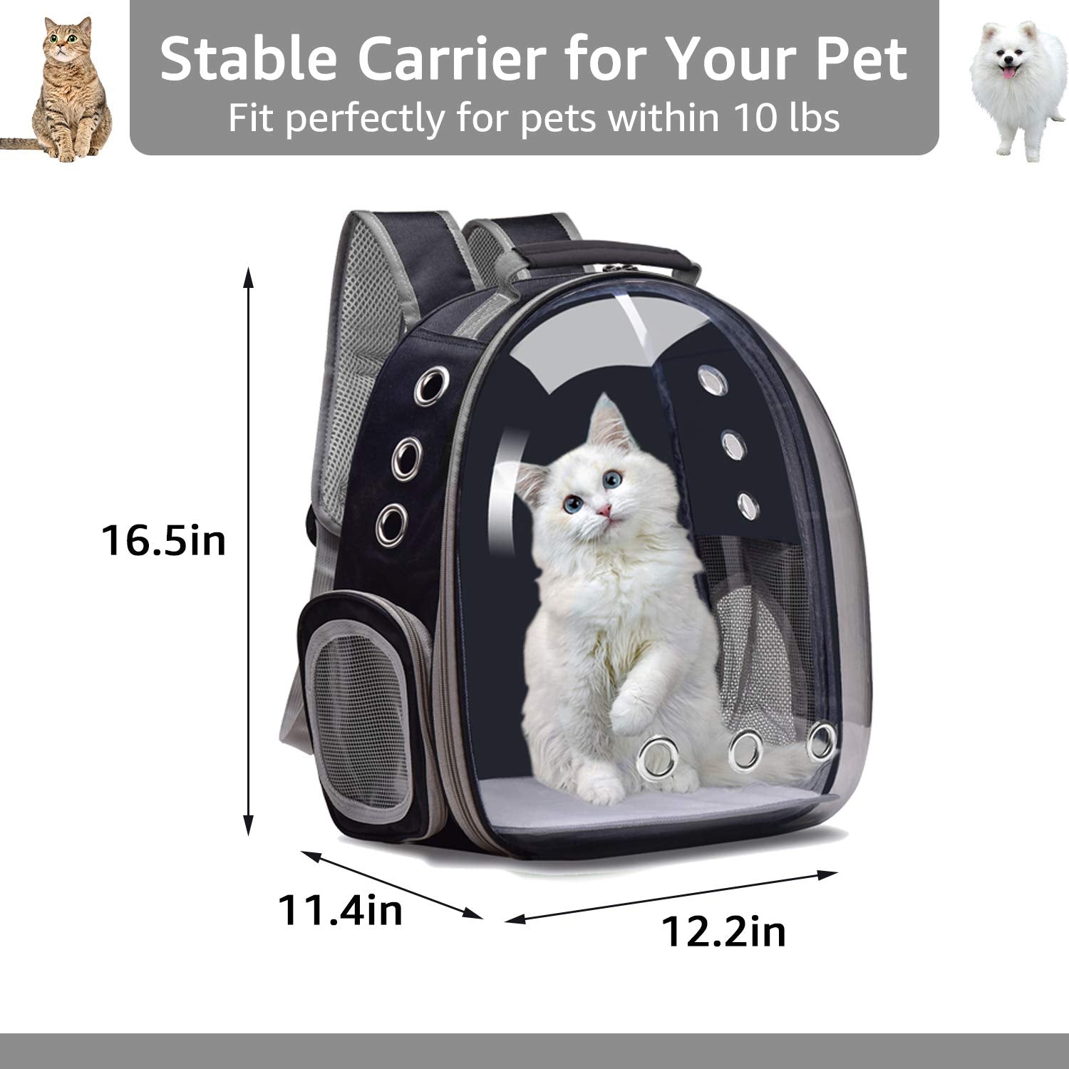 Henkelion Backpack Carrier/Bubble Carrying Bag For Small Medium Dogs Cats, Space Capsule Pet Carrier For Hiking, Travel, Airline