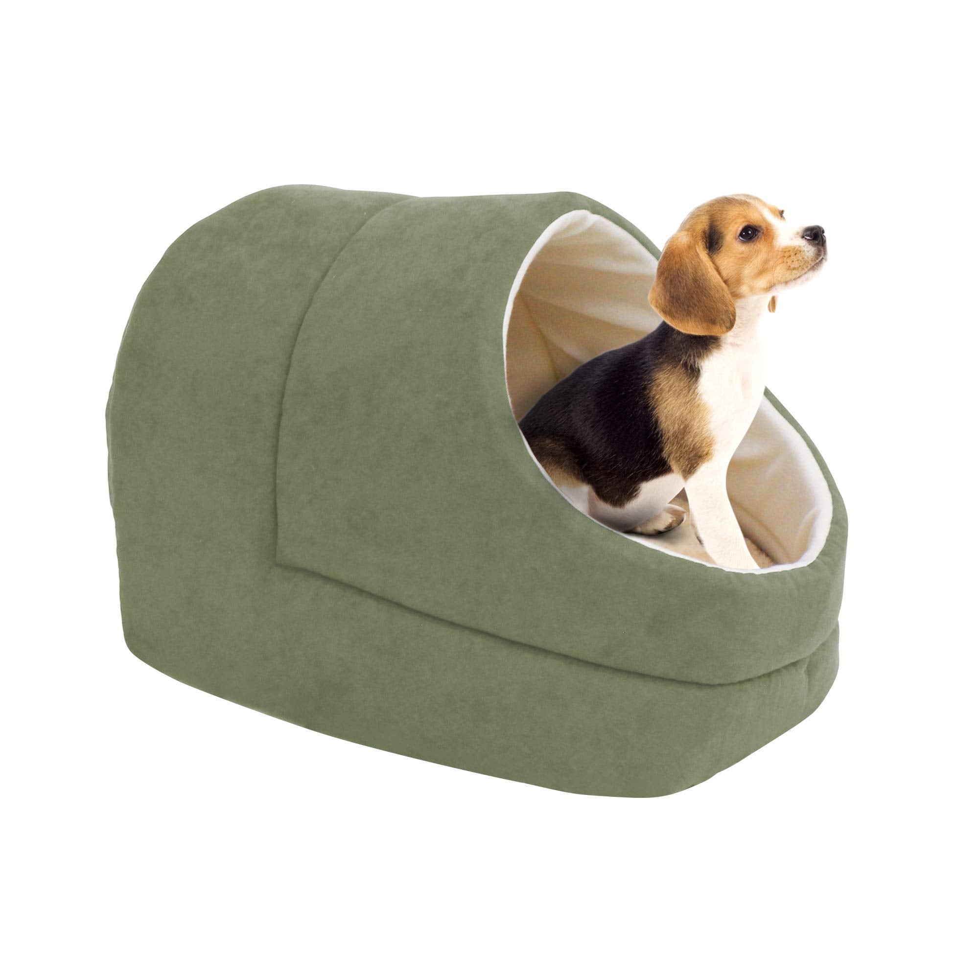 Goopaws Goopaws Cat Cave For Cat And Warming Burrow Cat Bed, Pet Hideway Sleeping Cuddle Cave (Sage Green-2)