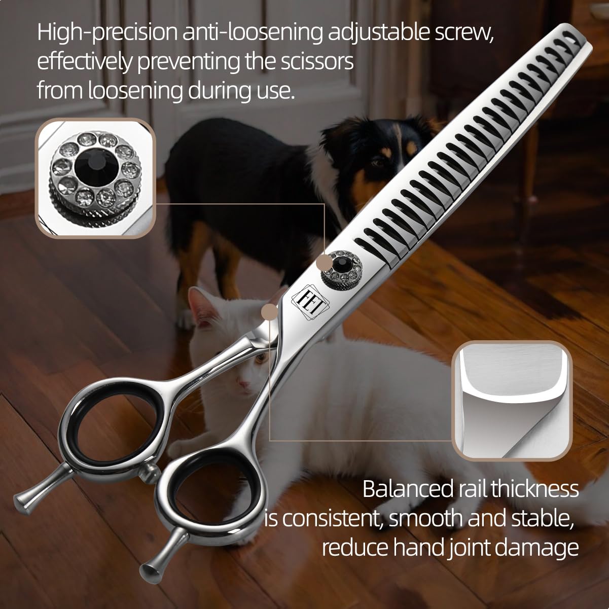 Fenice Totem Dog Grooming Scissors: 7.5 Inch Pet Chunker Shears Made Of Japanese 440C Advanced Stainless Steel Professional Groo