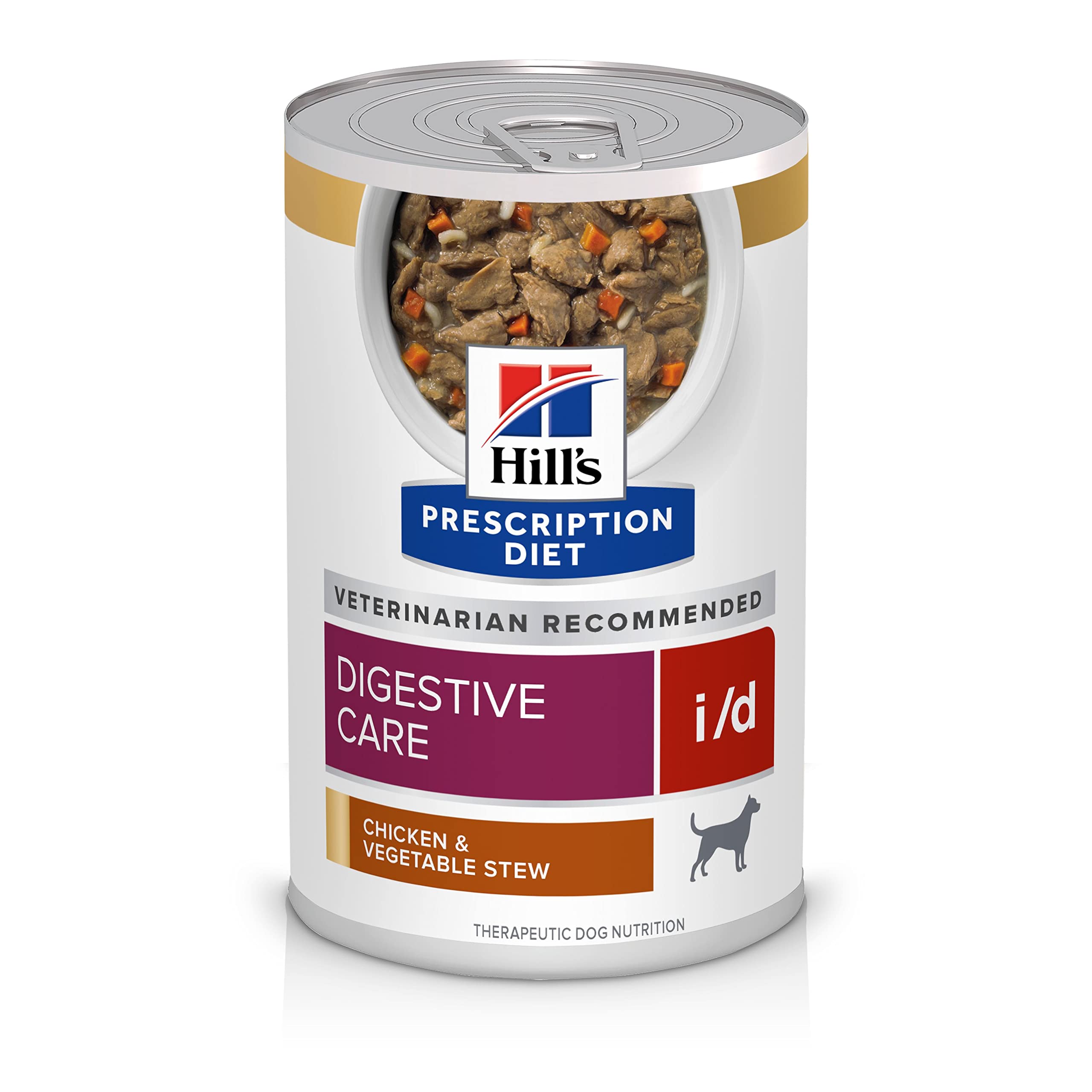 Hills Prescription Diet i/d Digestive Care Chicken & Vegetable Stew Canned Dog Food, Veterinary Diet, 12.5 oz., 12-Pack Wet Foo