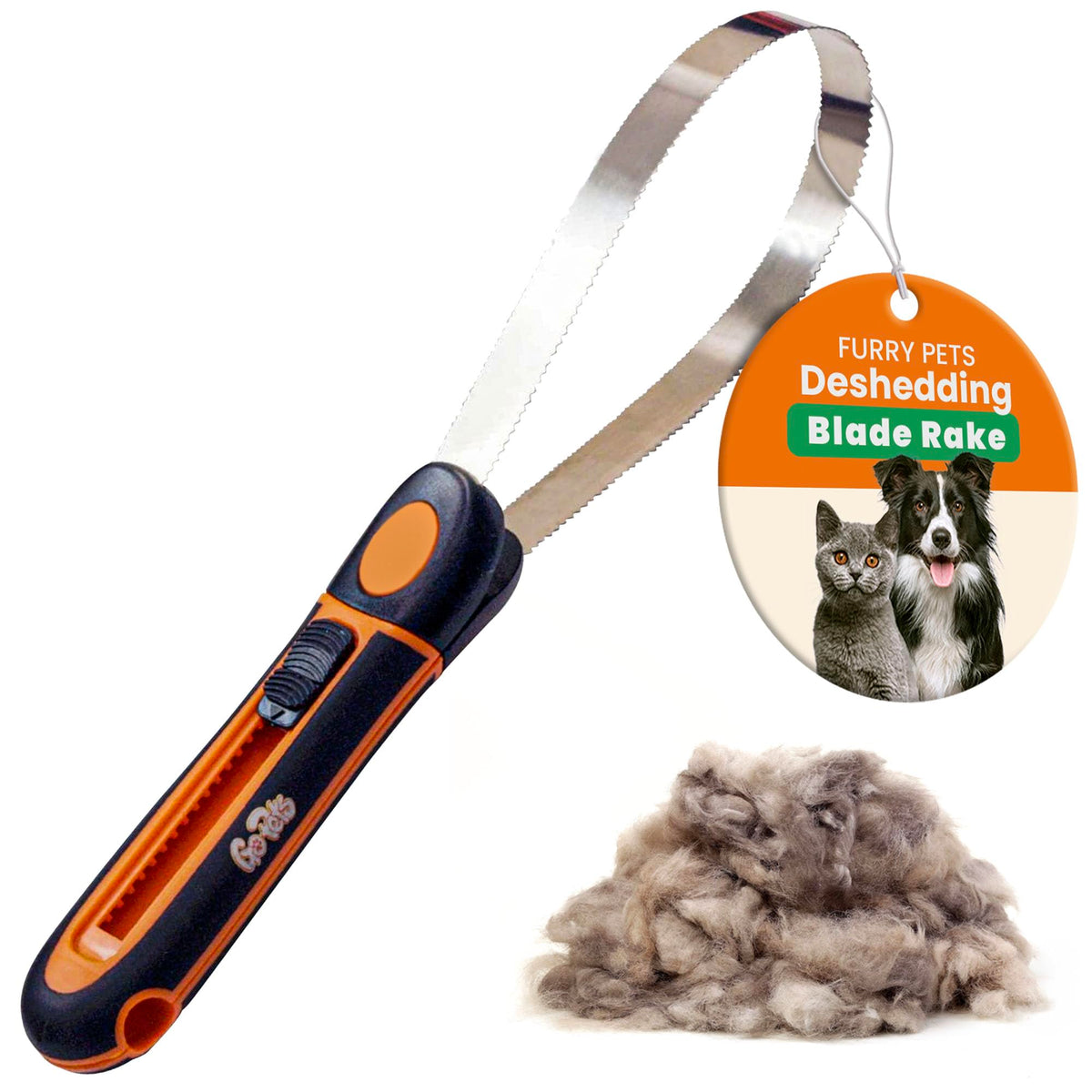 Gopets Deshedding Blade Rake, Adjustable Professional Dematting Grooming Tool, Stainless Steel Blades, Fur Removal Comb For Shedding, Comfortable Handle, Suitable For Cats & Dogs
