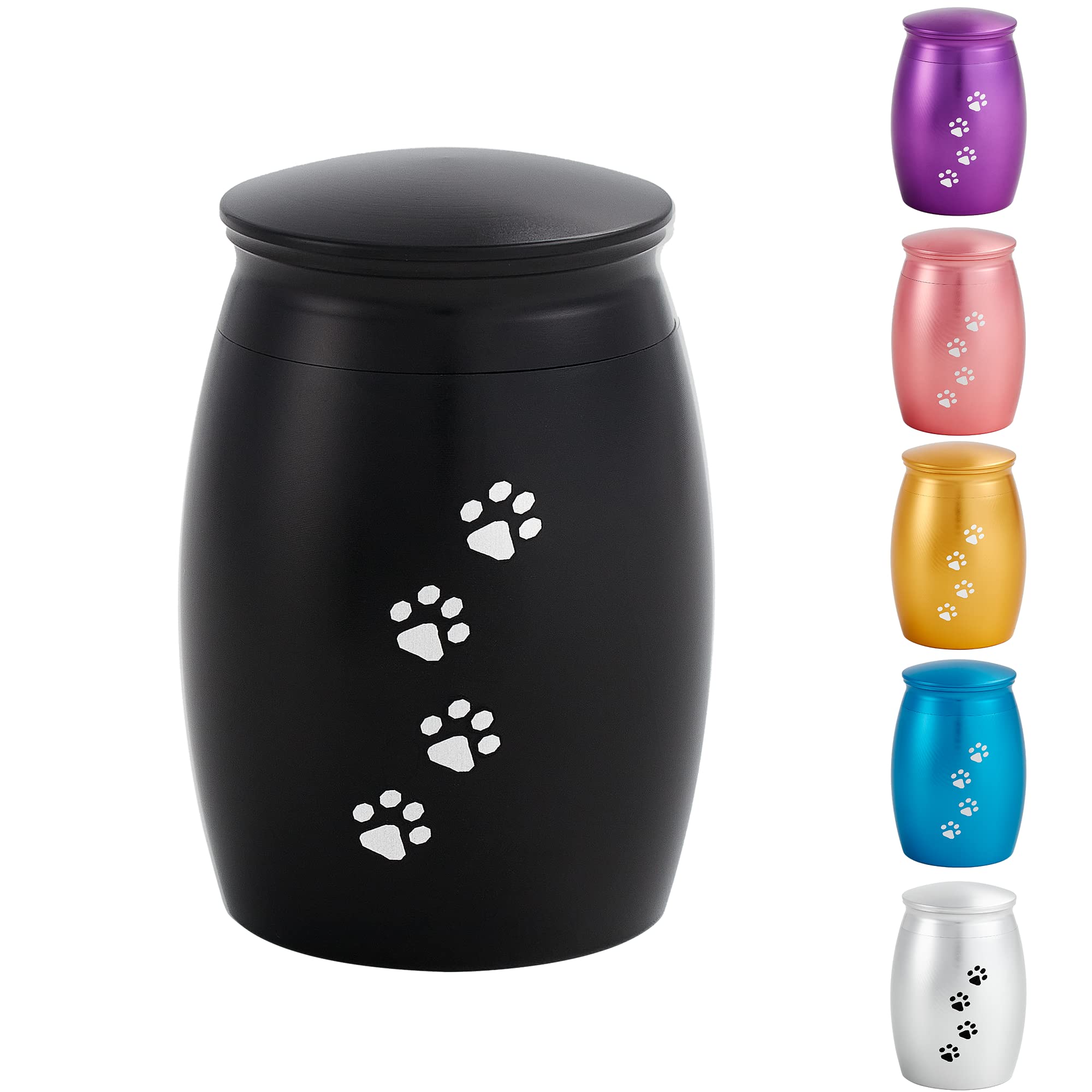 Lines Arte 2.67 Inches Small Cremation Urns For Dog Or Cats Ashes,Mini Black Pet Ashes Keepsake With Paw Print