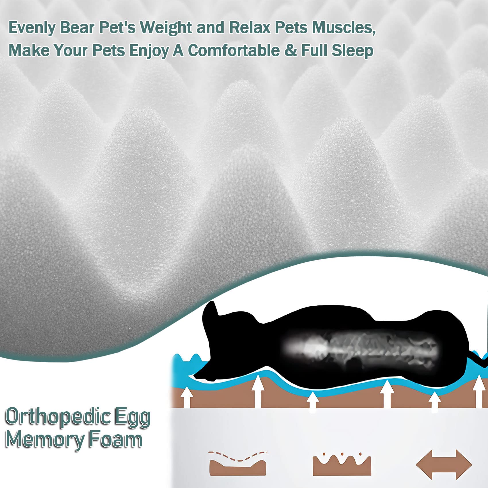 Pagged Dog Crate Pad 48X30 Inch Memory Foam Large Dog Kennel Bed Soft Flannel Washable Anti Slip Puppy Sleeping Mat,Brown