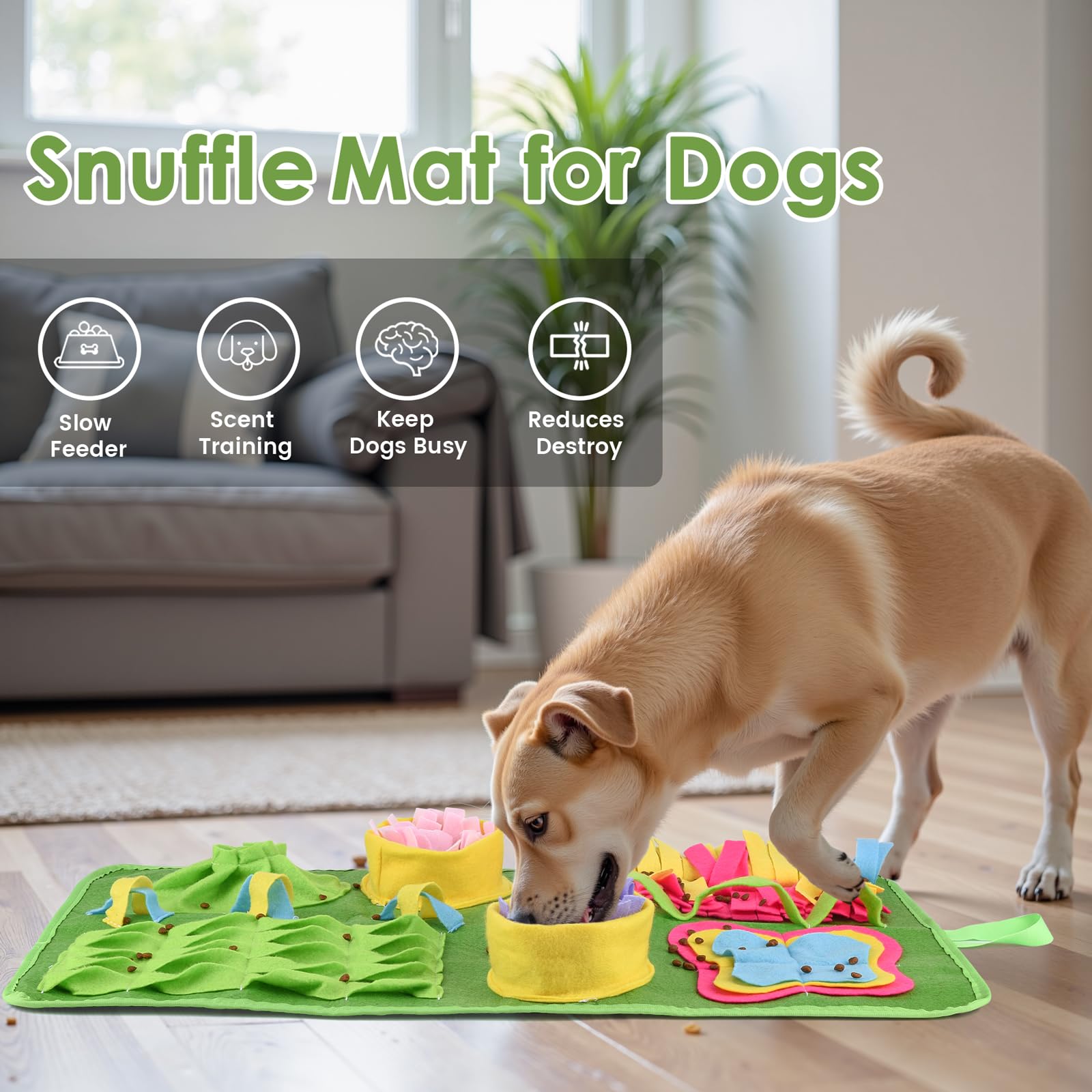 Pawspurr Snuffle Mat For Dogs, 27.5X15.7Inch Interactive Slow Feeding Mat Dog Puzzle Toys For Foraging, Smell Training, Anxiety
