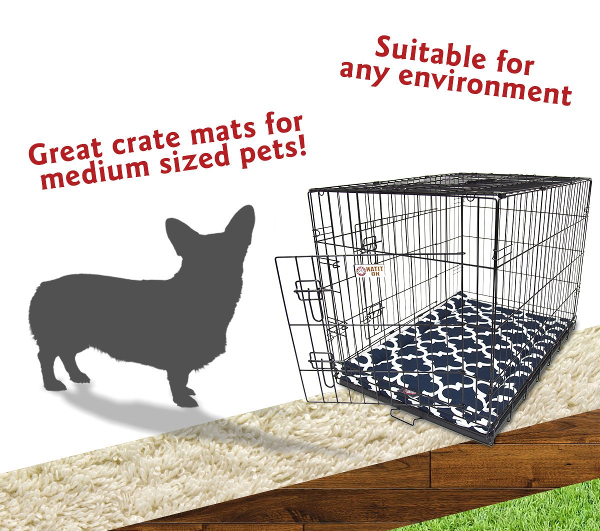 36' Trellis Navy Blue Crate Dog Bed Mat By Majestic Pet Products