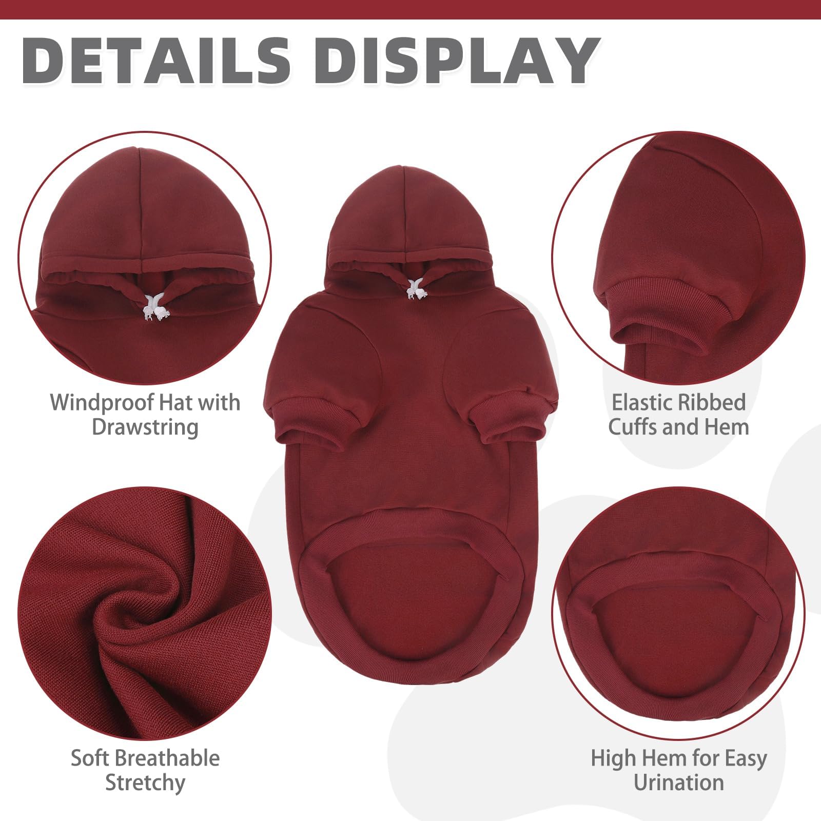 Kooltail Soft And Warm Dog Hoodie Sweater With Leash Hole And Pocket, Winter Coat For Small To Large Dogs, Cat, Puppy, Boys, Gir