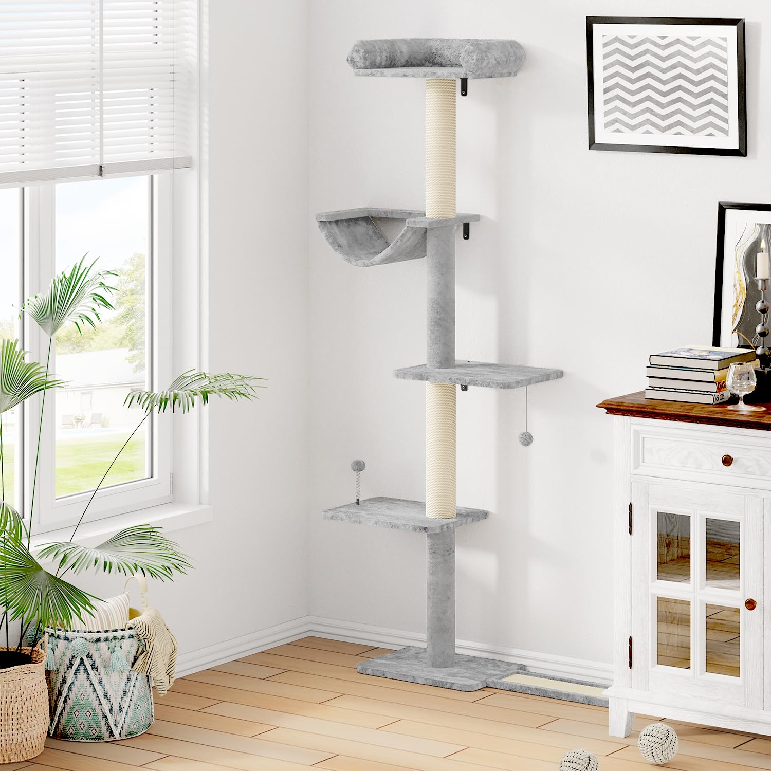 NUNU LAB Wall Mounted Cat Climber Set, Wall Furniture Set, DIY Wall/Window Shelves, Scratching Post, Comfortable Bed, Cat Shelve
