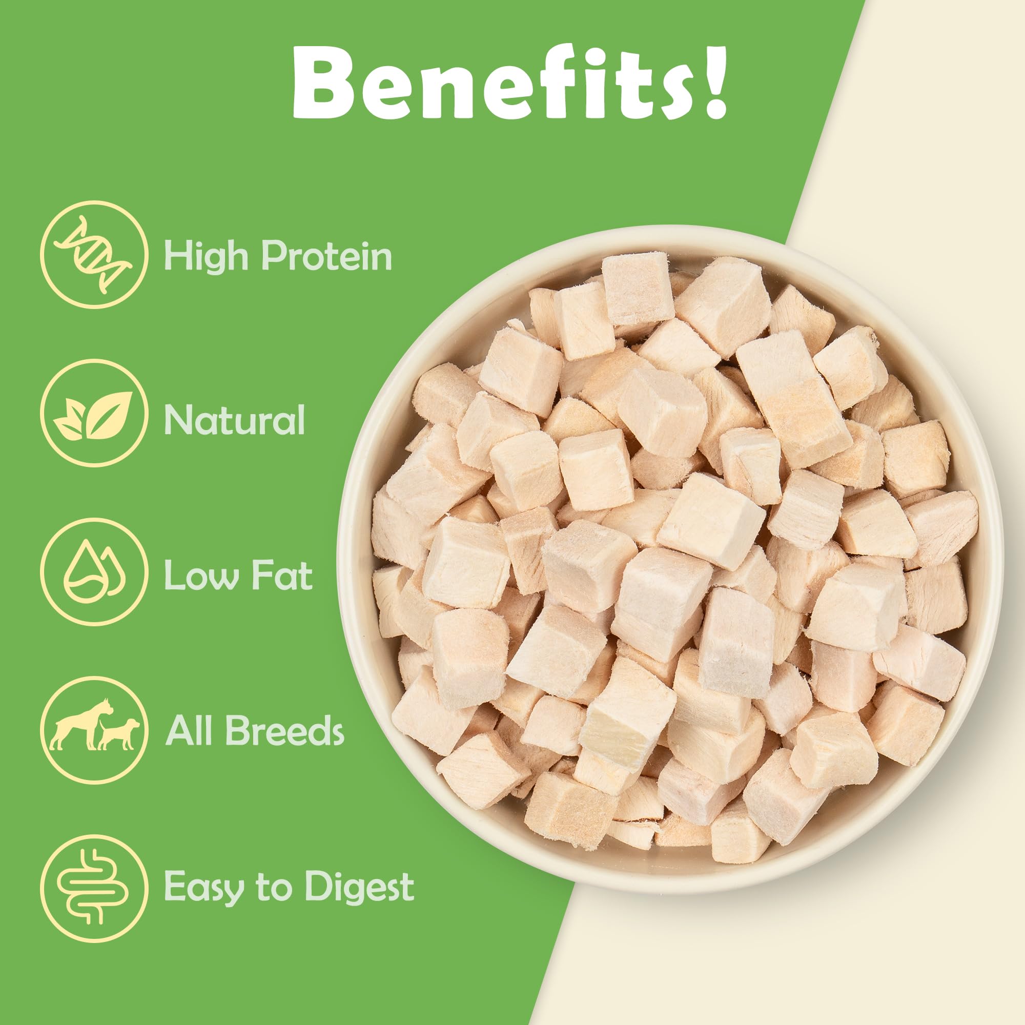 MON2SUN Freeze Dried Chicken Cat and Dog Treats, Single Ingredient Natural and Healthy Dog Snacks, High Protein Training Treats