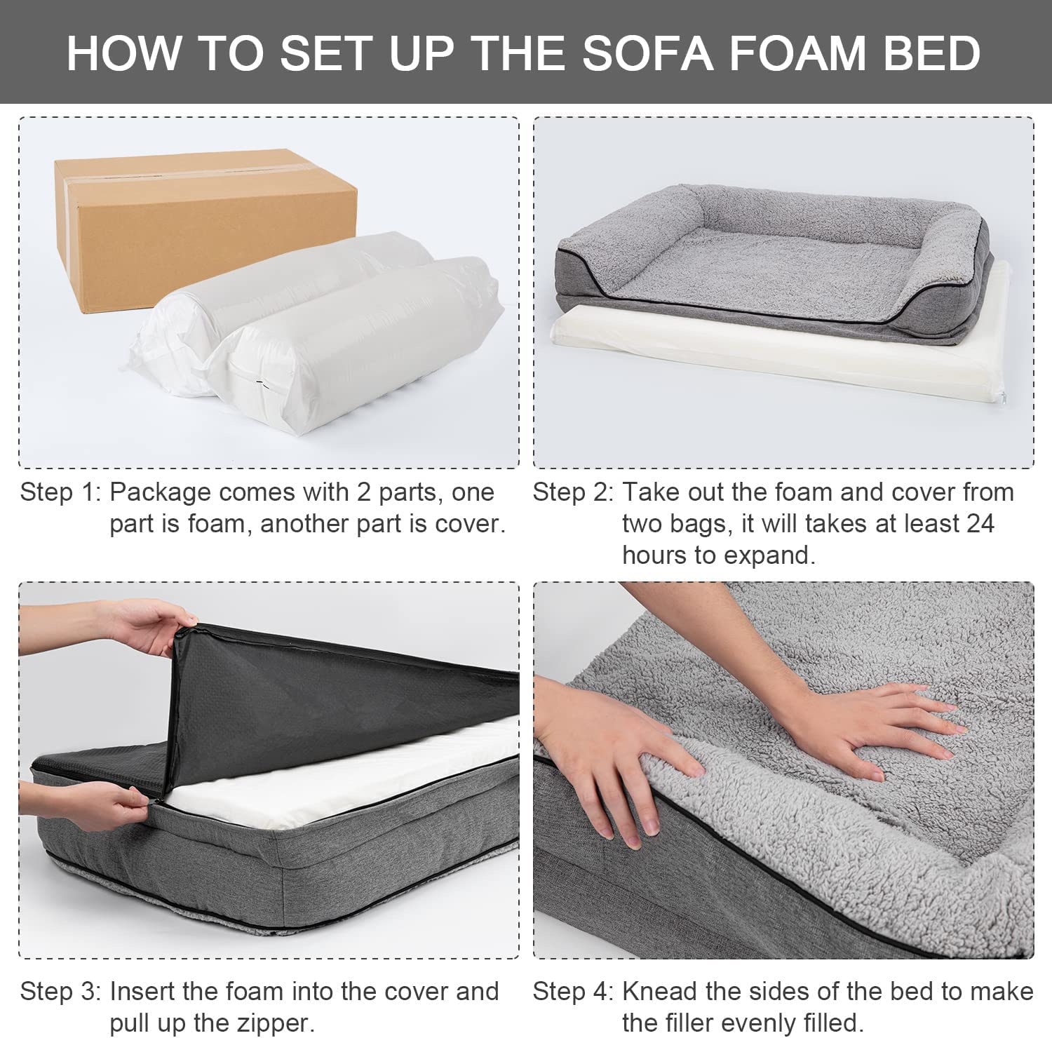 Dogbaby Dog Bed For Small Dogs, Washable Pet Sofa Bolster Bed With Removable Cover & Orthopedic Foam, 28?Large Dog Beds For Dogs Under 30 Lbs