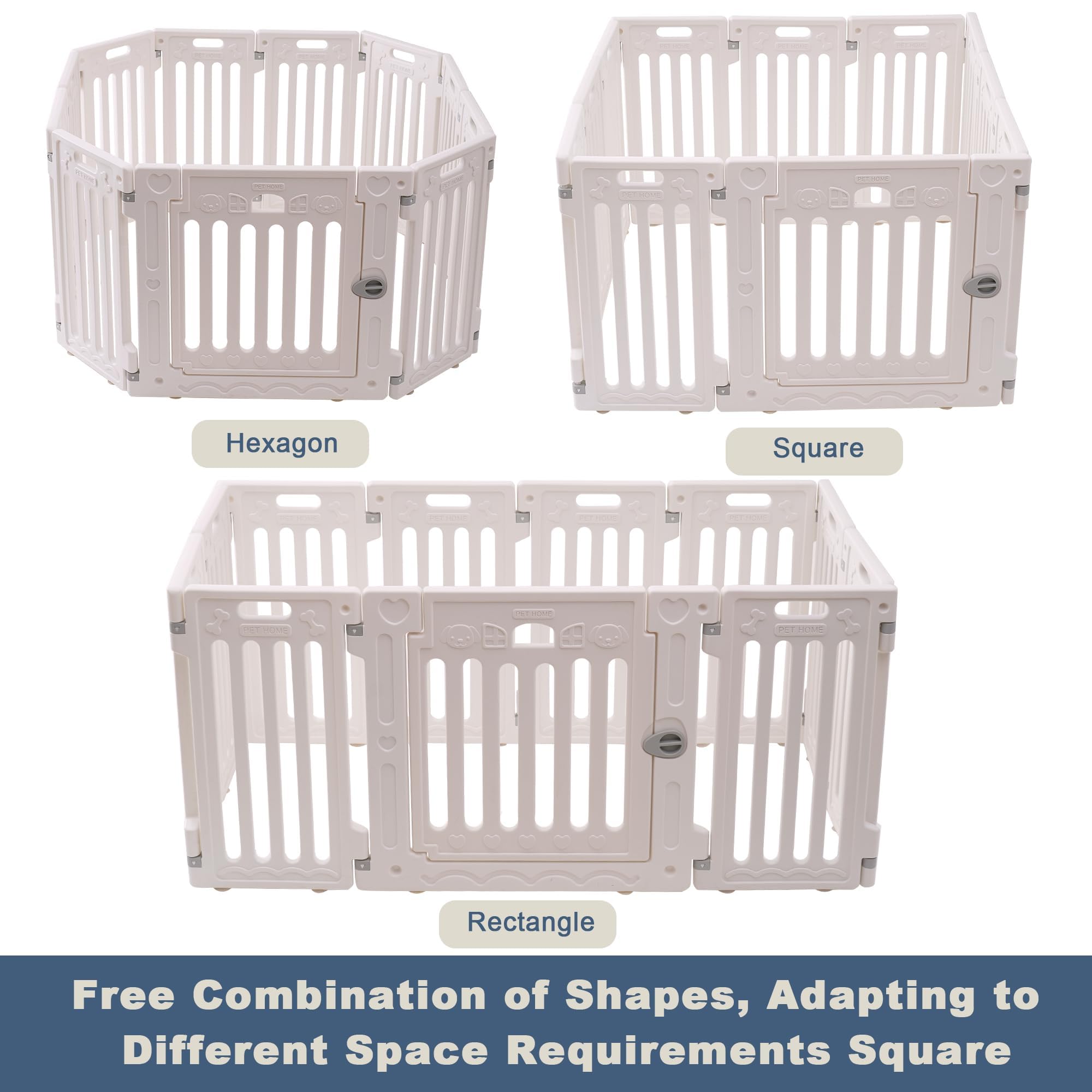 Dog Playpen With Door, Diy Shape Combination Puppy Pen,25.5'' H 10-Panel Dog Fence,Non-Slip & Secure Pet Gate, Easy To Assemble