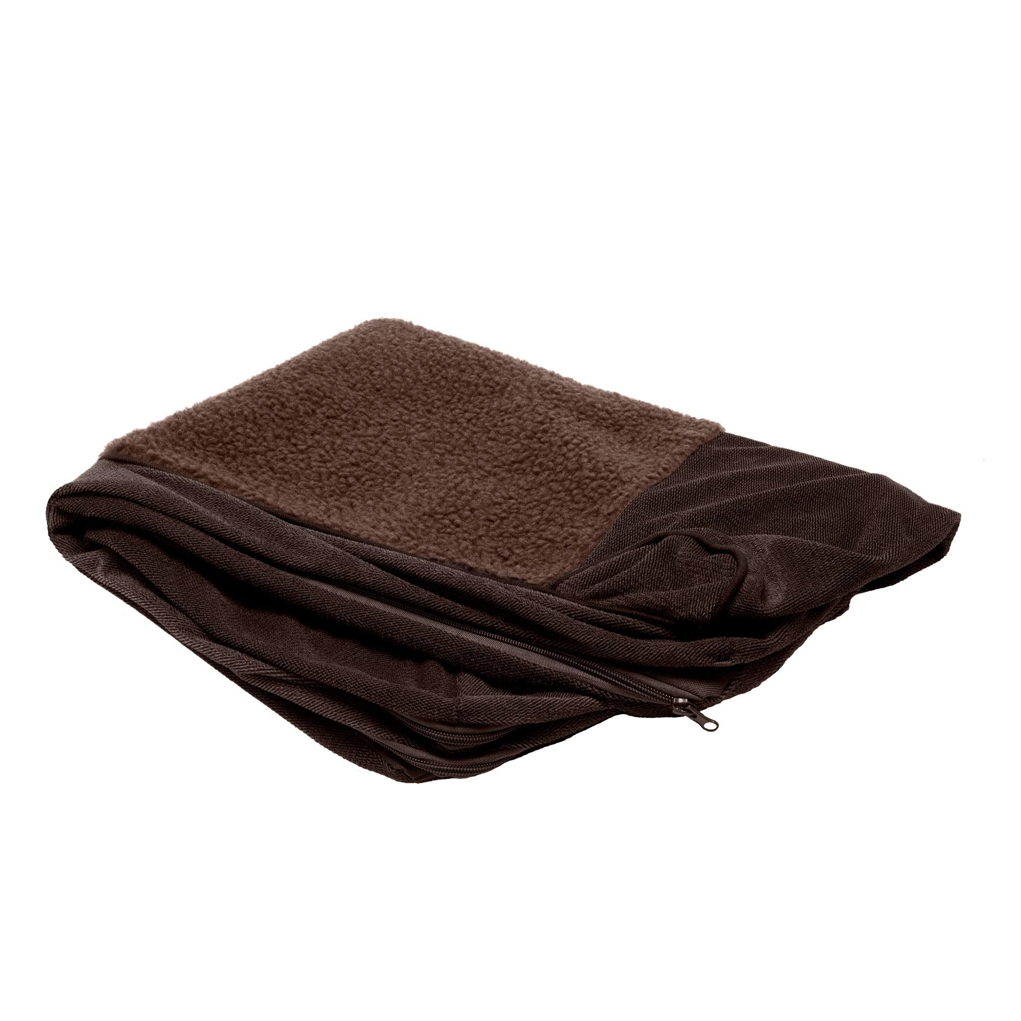 Furhaven Replacement Dog Bed Cover Sherpa & Chenille Sofa-Style, Machine Washable - Coffee, Jumbo Plus (XX-Large)