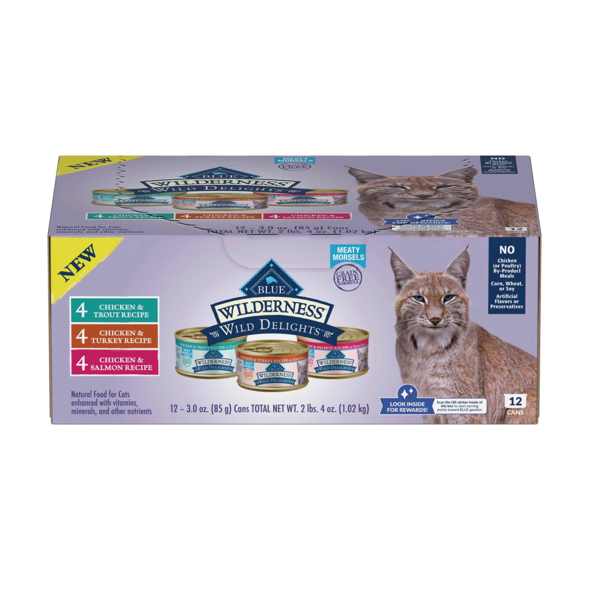 Blue Buffalo Wilderness Wild Delights High Protein Grain Free, Natural Adult Meaty Morsels Wet Cat Food, Chicken & Turkey, Trout