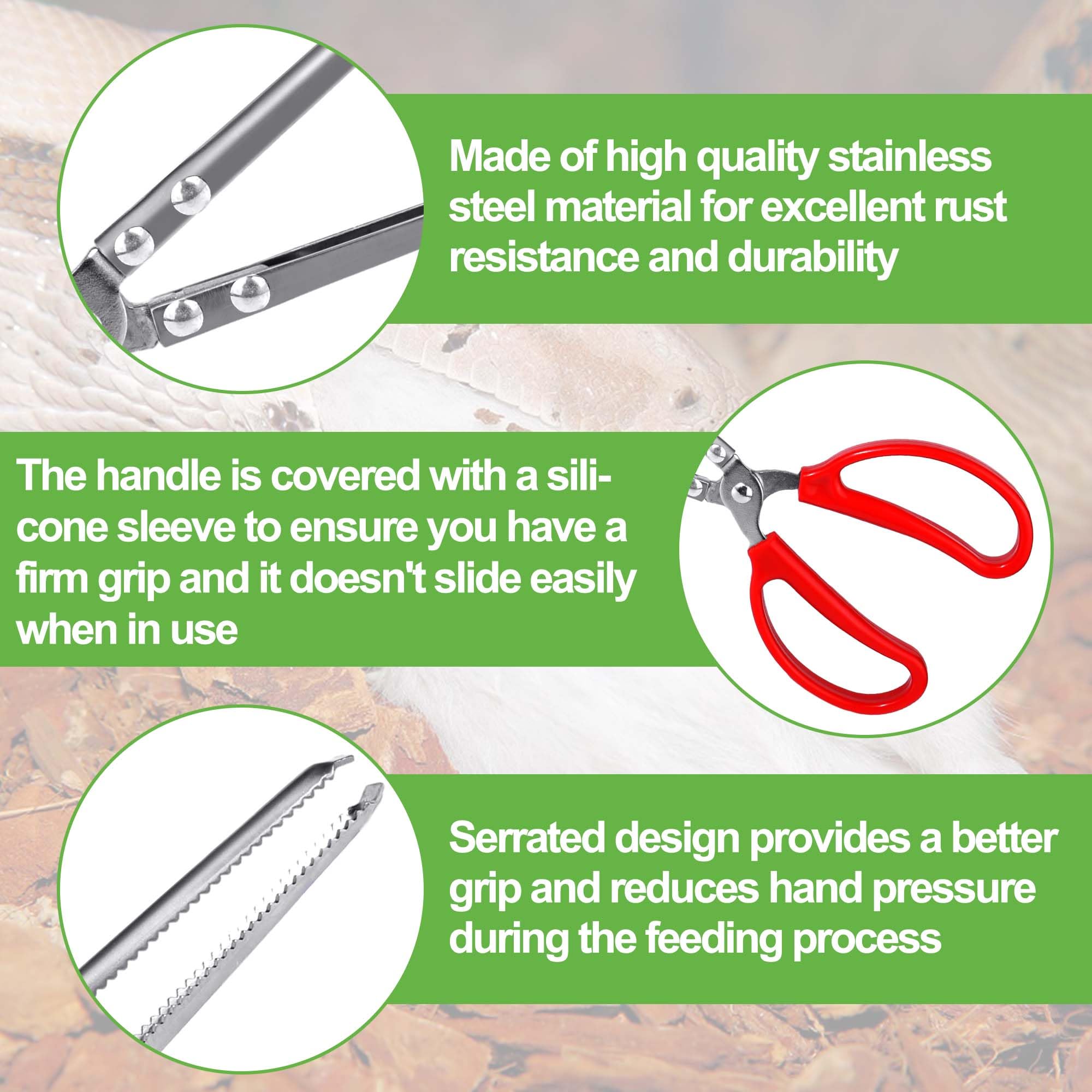 Snake Feeding Tongs,15 Inch Reptile Feeding Tongs,Extra Long Large Tweezers For Corn Ball Python Accessories,Bearded Dragon Tank