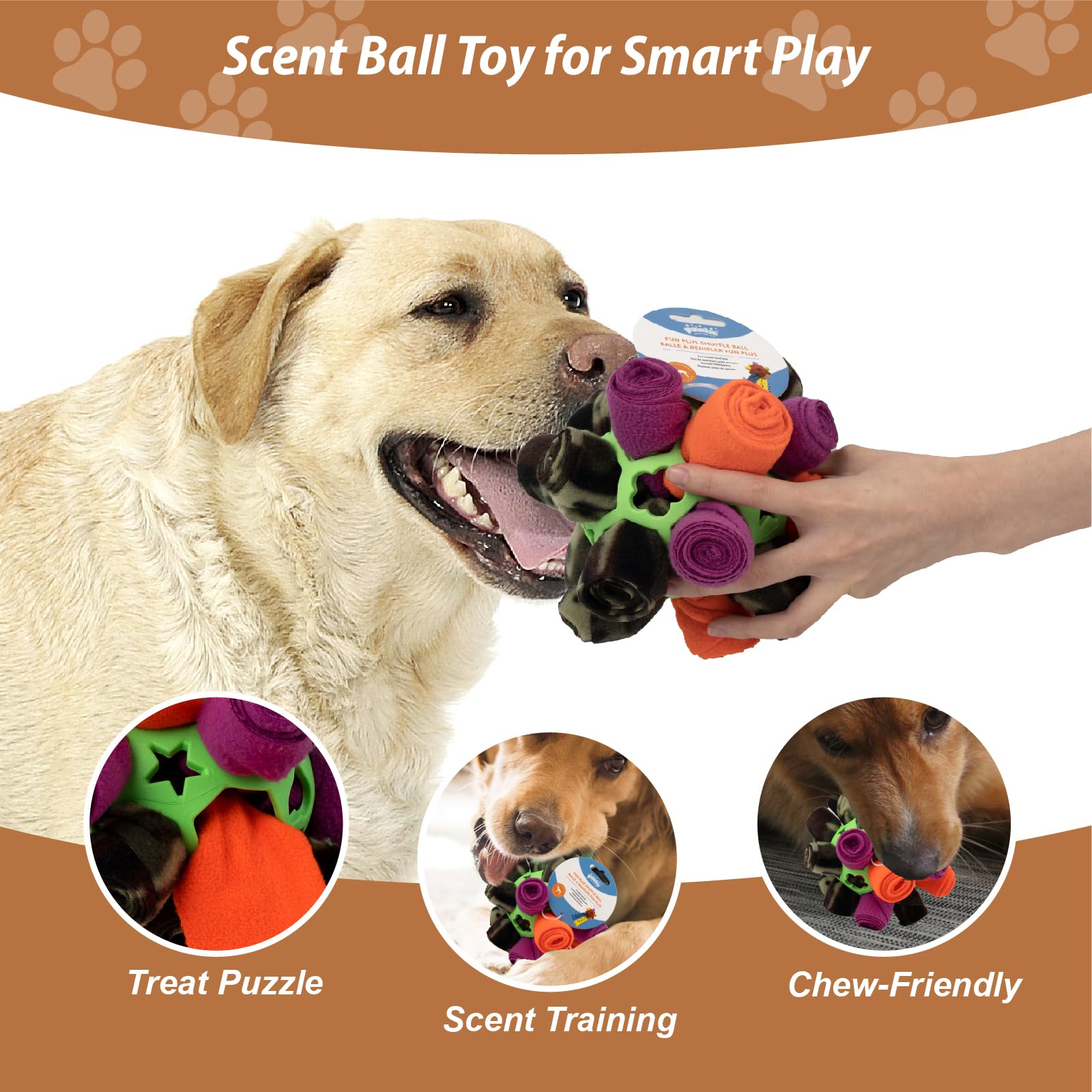 PAWISE Snuffle Ball for Dogs, Sniffle Treat Puzzle Toy, Dog Snuffle Ball Slow Feeder, Enrichment Toy for Mental Stimulation, Mac