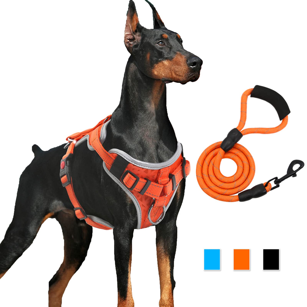 Supet Dog Harness No Pull, Dog Vest Harness With Free Dog Leash, No Choke Dog Harness Adjustable Reflective Heavy Duty Pet Harne