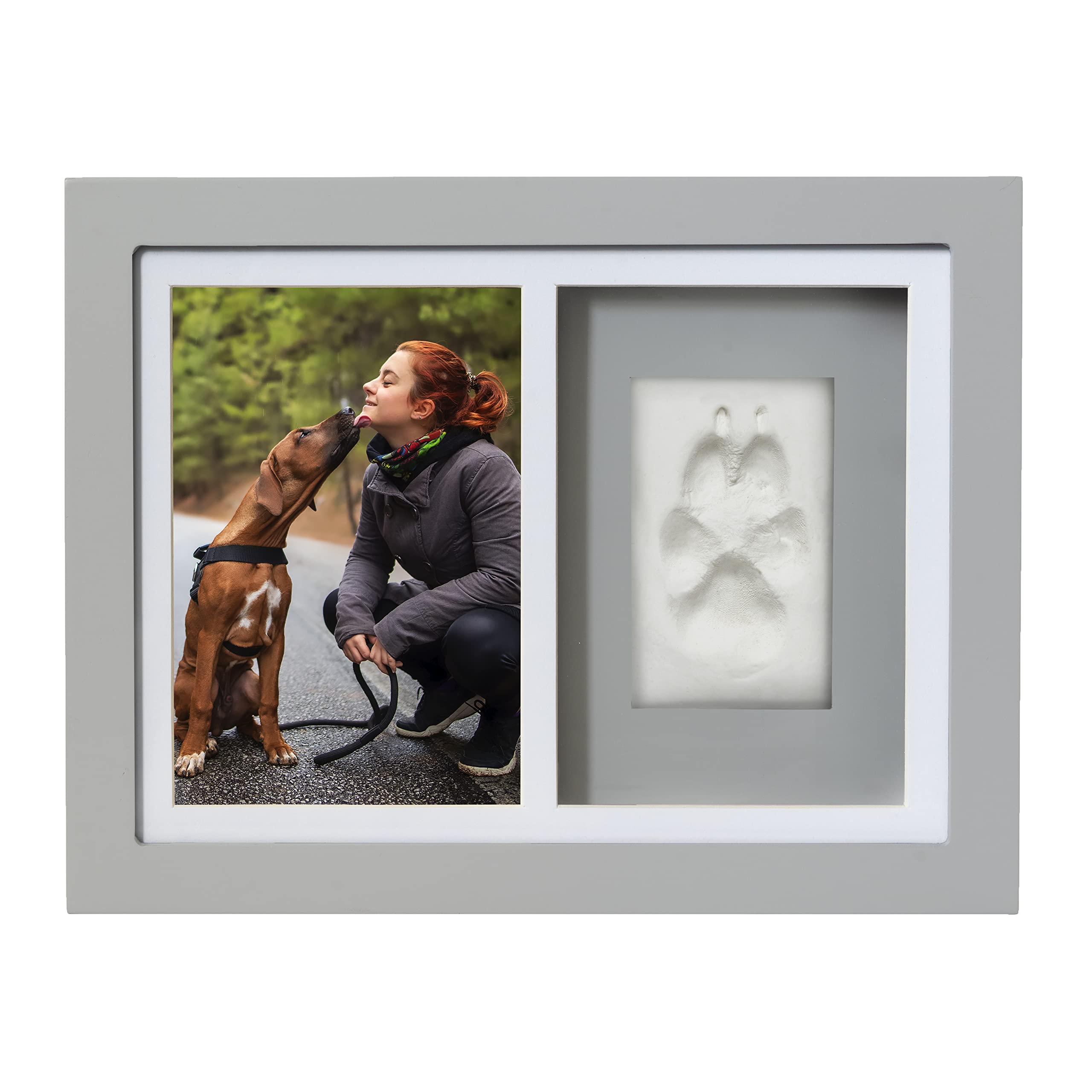 Better World Pets Paw Print + Photo Keepsake Frame Holds 4 X 6 Inch Picture - Memorial Clay Imprint Kit - For Dogs And Cats - Pe