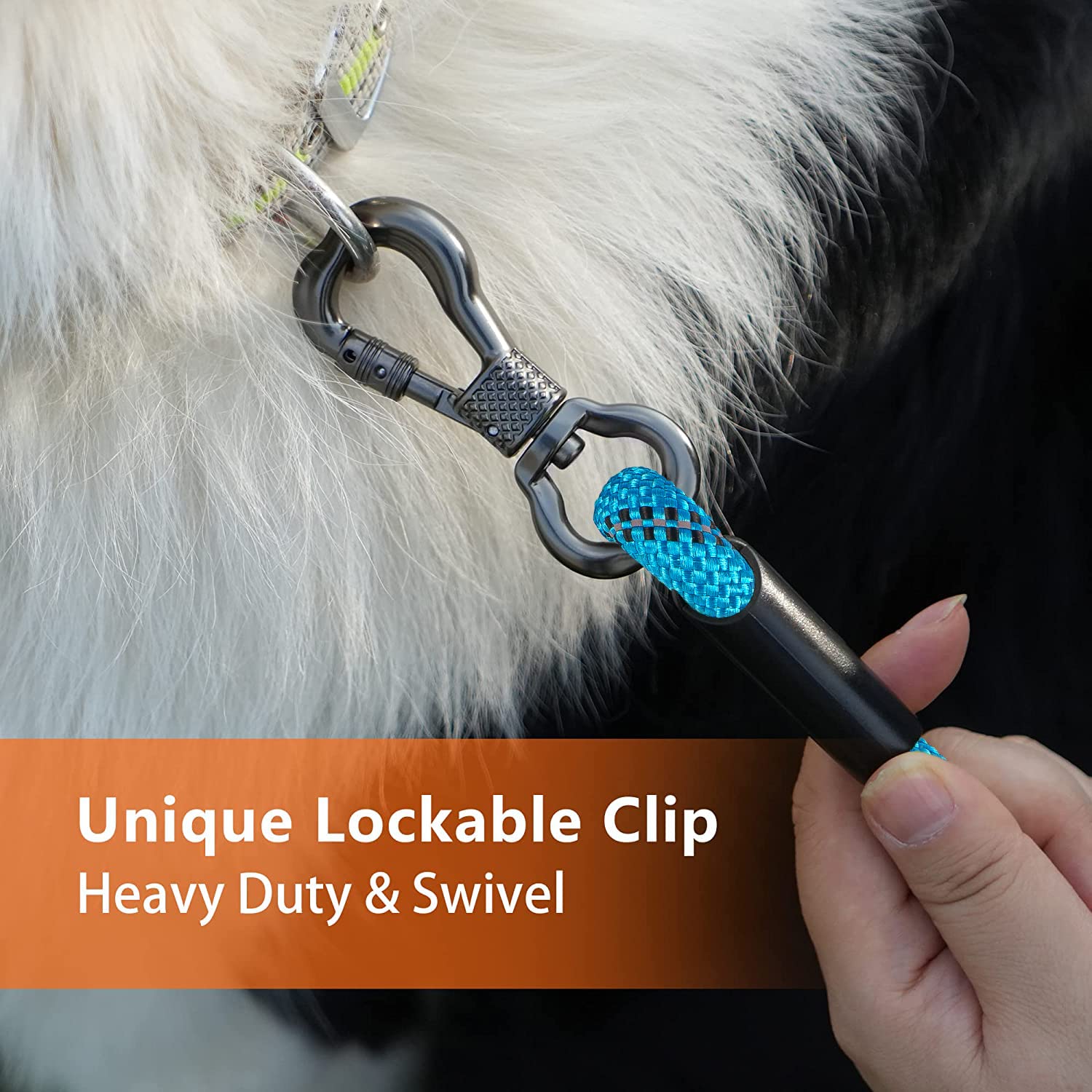 Ntr Dog Rope Leash, 15Ft Puppy Recall Training Lead, With 2 Swivel Hooks, Reflective Threads And Comfortable Handle, Puppy Leash