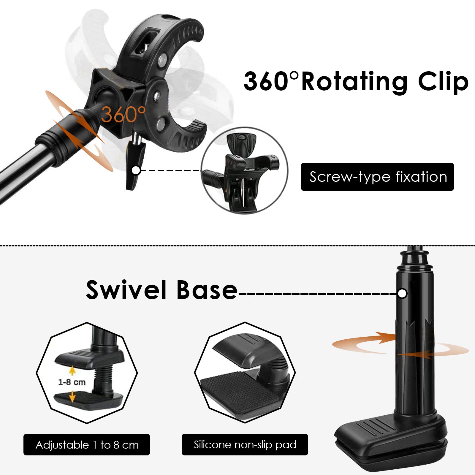 Linkidea Hair Dryer Stand, 360 Degree Rotating Blow Dryer Holder Hands-Free, Gooseneck Bracket With Clamp Mount For Dog Cat Grooming Home Salon